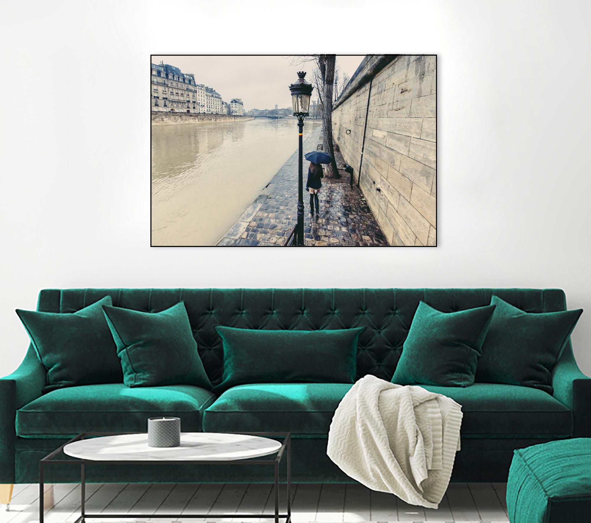 The Girl on the Seine River by Guilliame Gaudet on GIANT ART - grey city scene