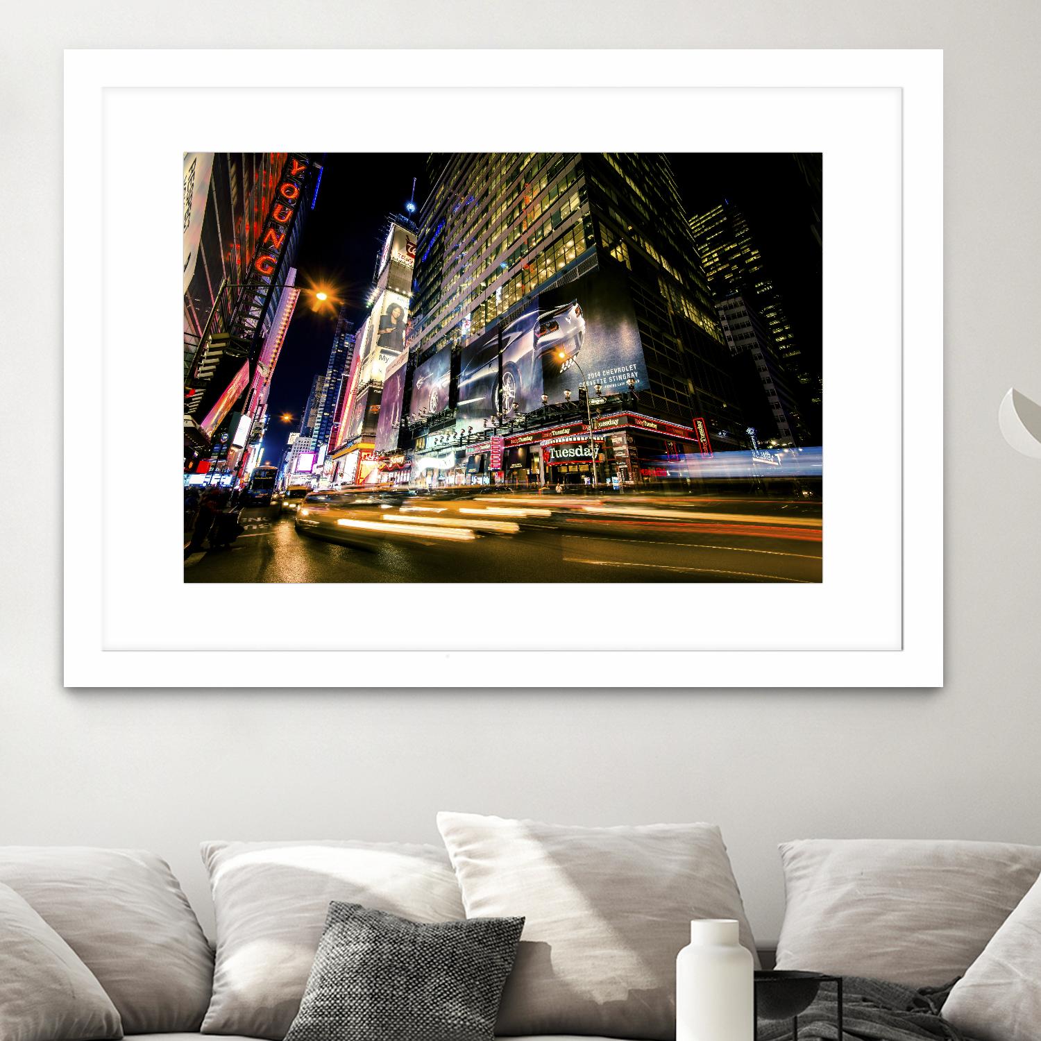 Times Square Rays of Light VI by Guilliame Gaudet on GIANT ART - yellow city scene