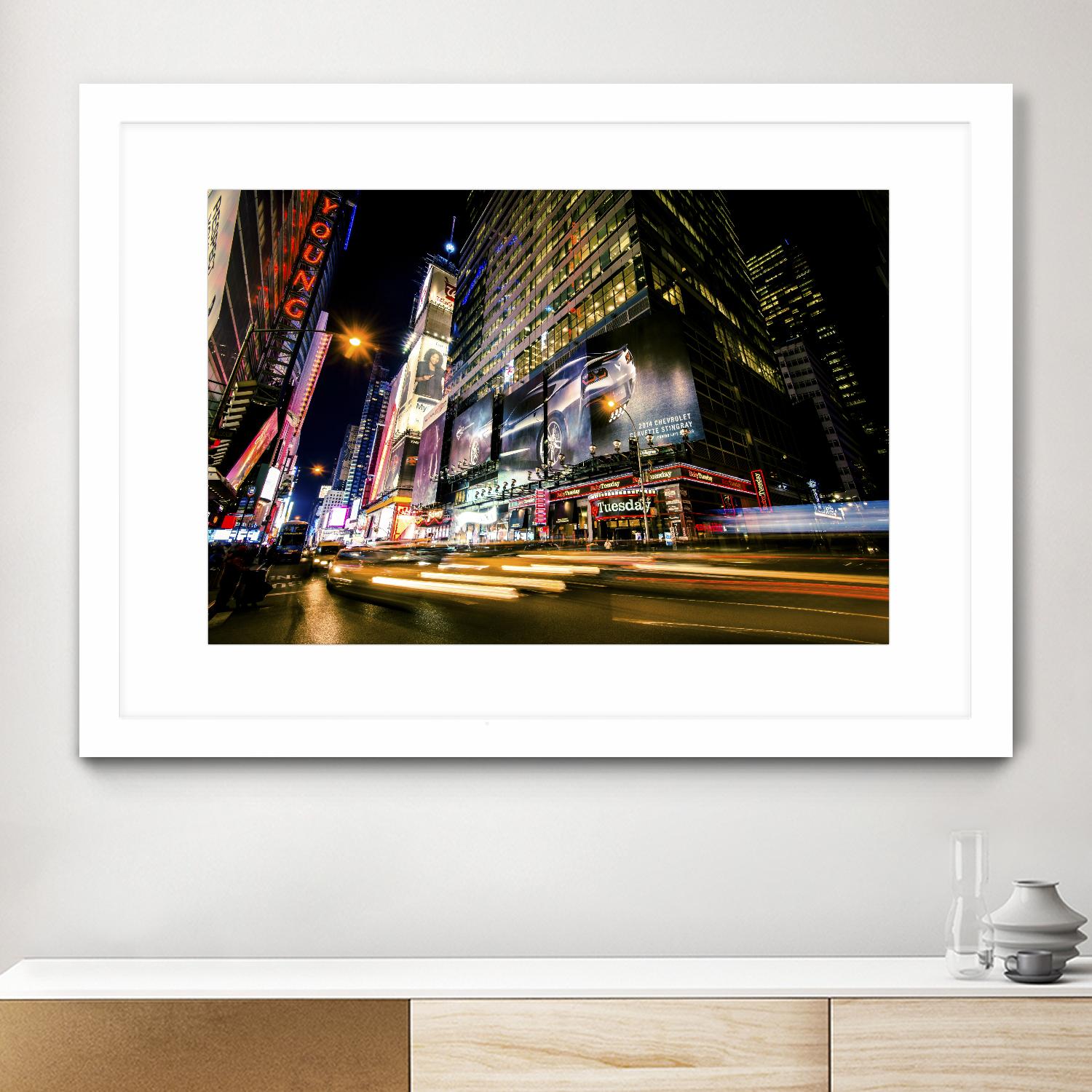 Times Square Rays of Light VI by Guilliame Gaudet on GIANT ART - yellow city scene