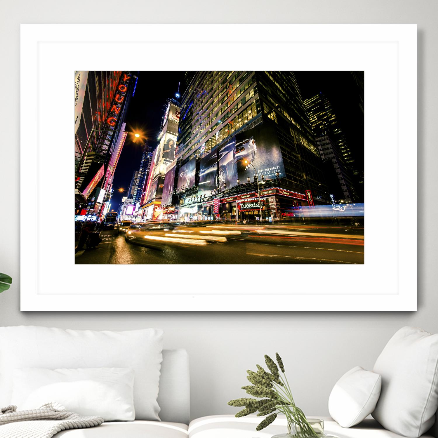 Times Square Rays of Light VI by Guilliame Gaudet on GIANT ART - yellow city scene