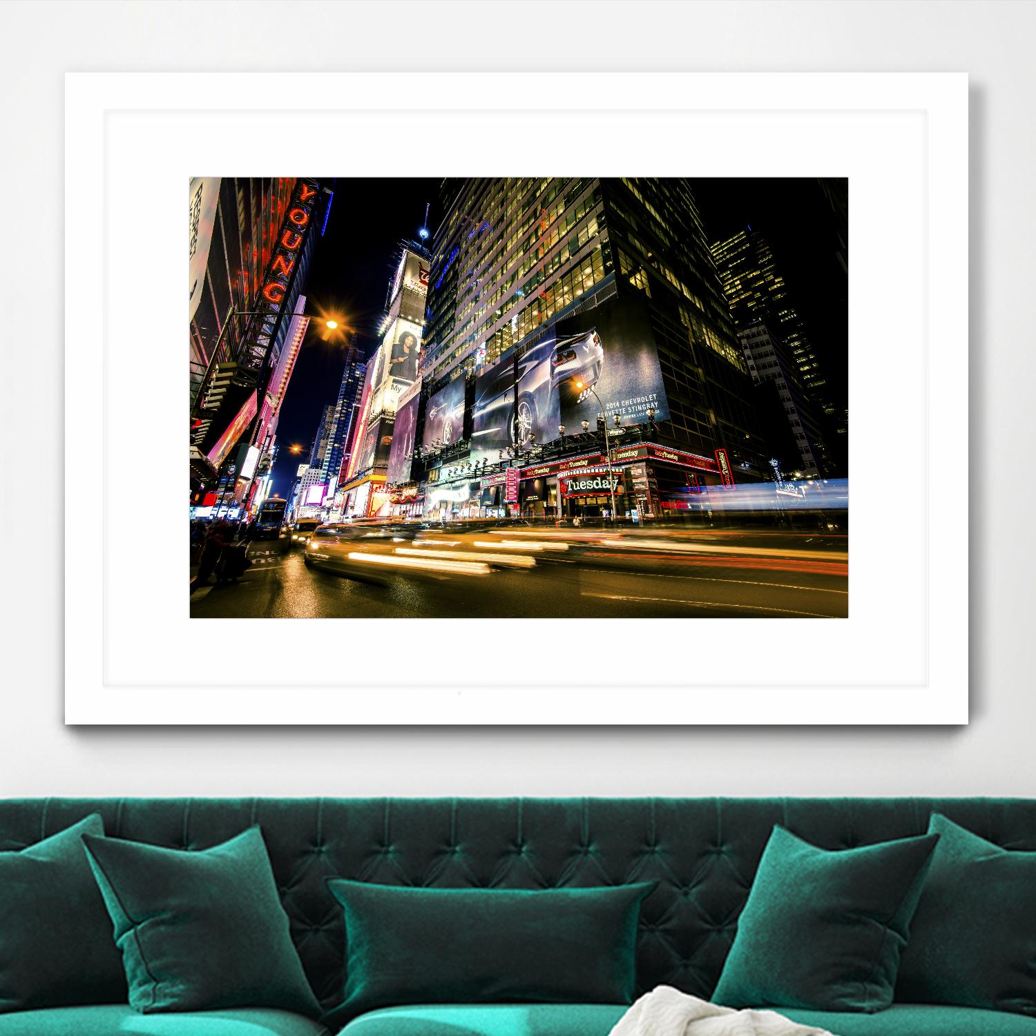 Times Square Rays of Light VI by Guilliame Gaudet on GIANT ART - yellow city scene