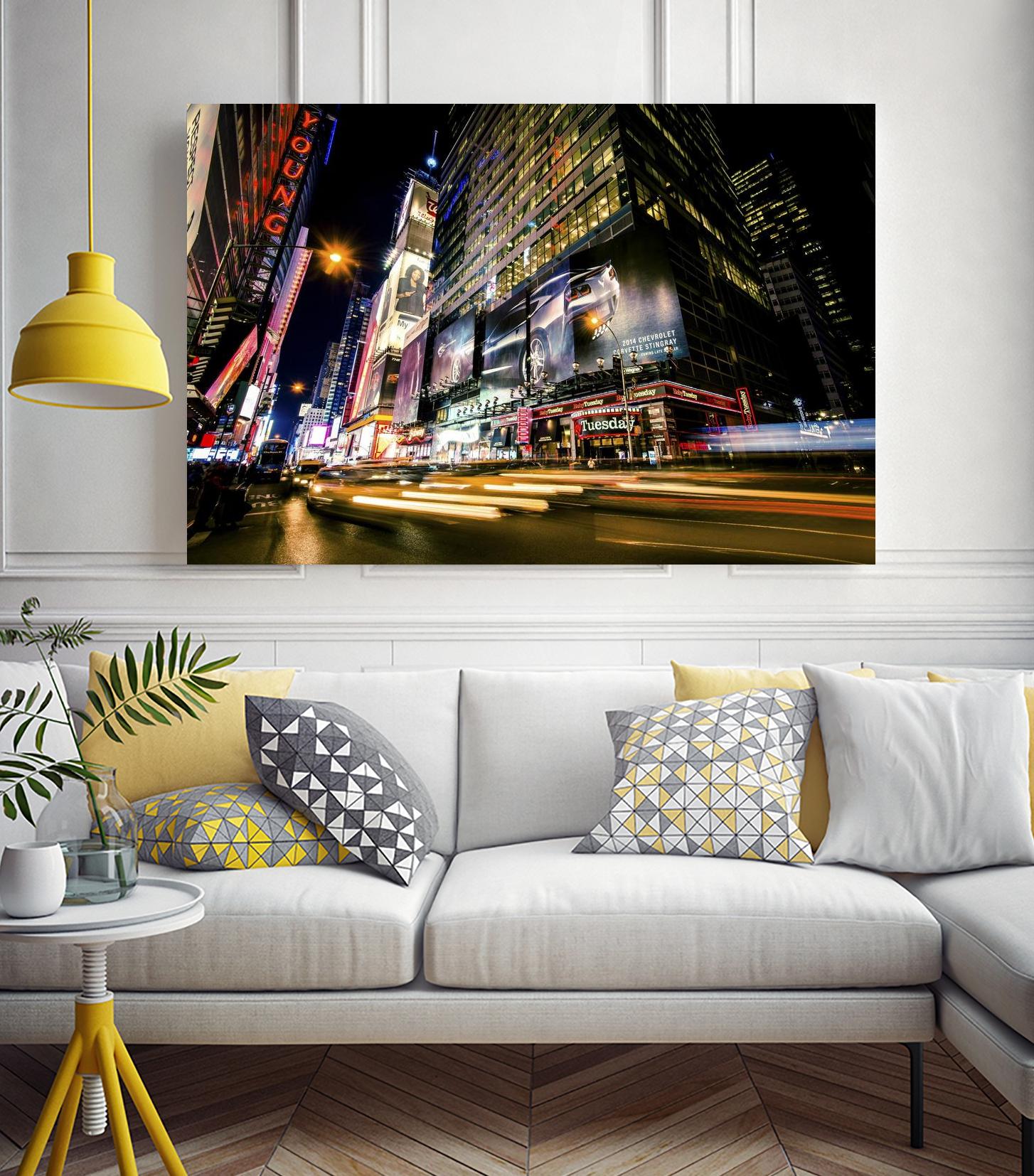 Times Square Rays of Light VI by Guilliame Gaudet on GIANT ART - yellow city scene
