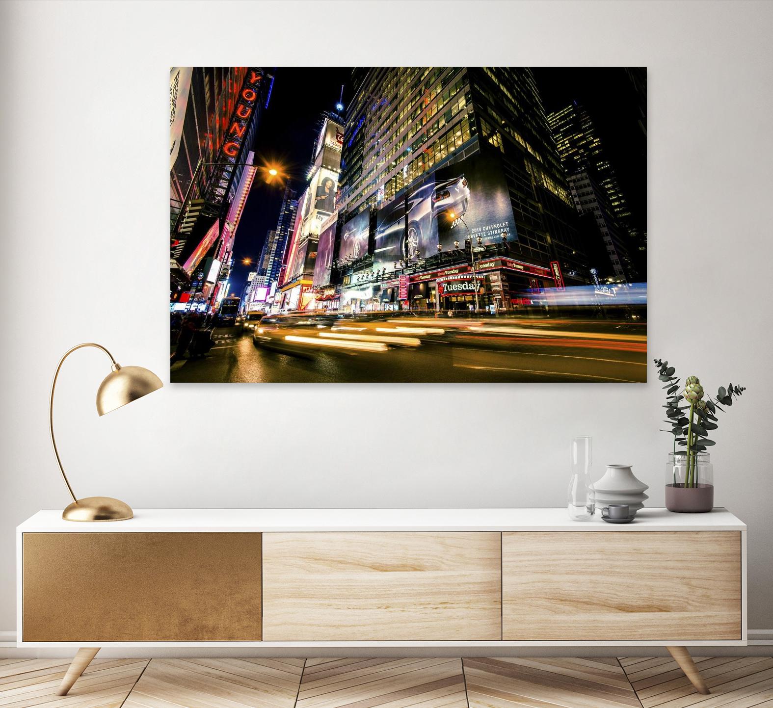 Times Square Rays of Light VI by Guilliame Gaudet on GIANT ART - yellow city scene