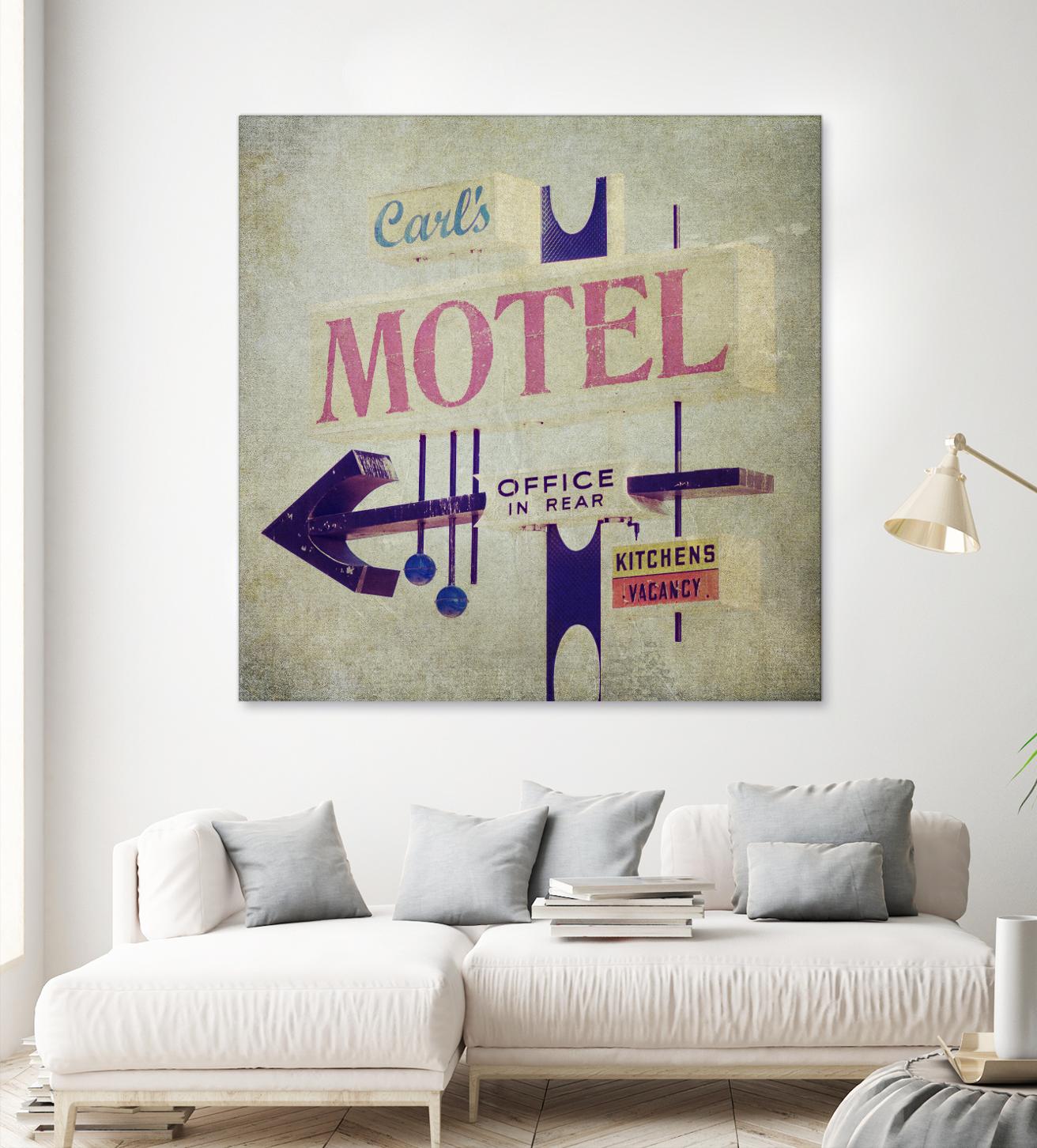 Carls Motel Sign by Honey Malek on GIANT ART - purple contemporary