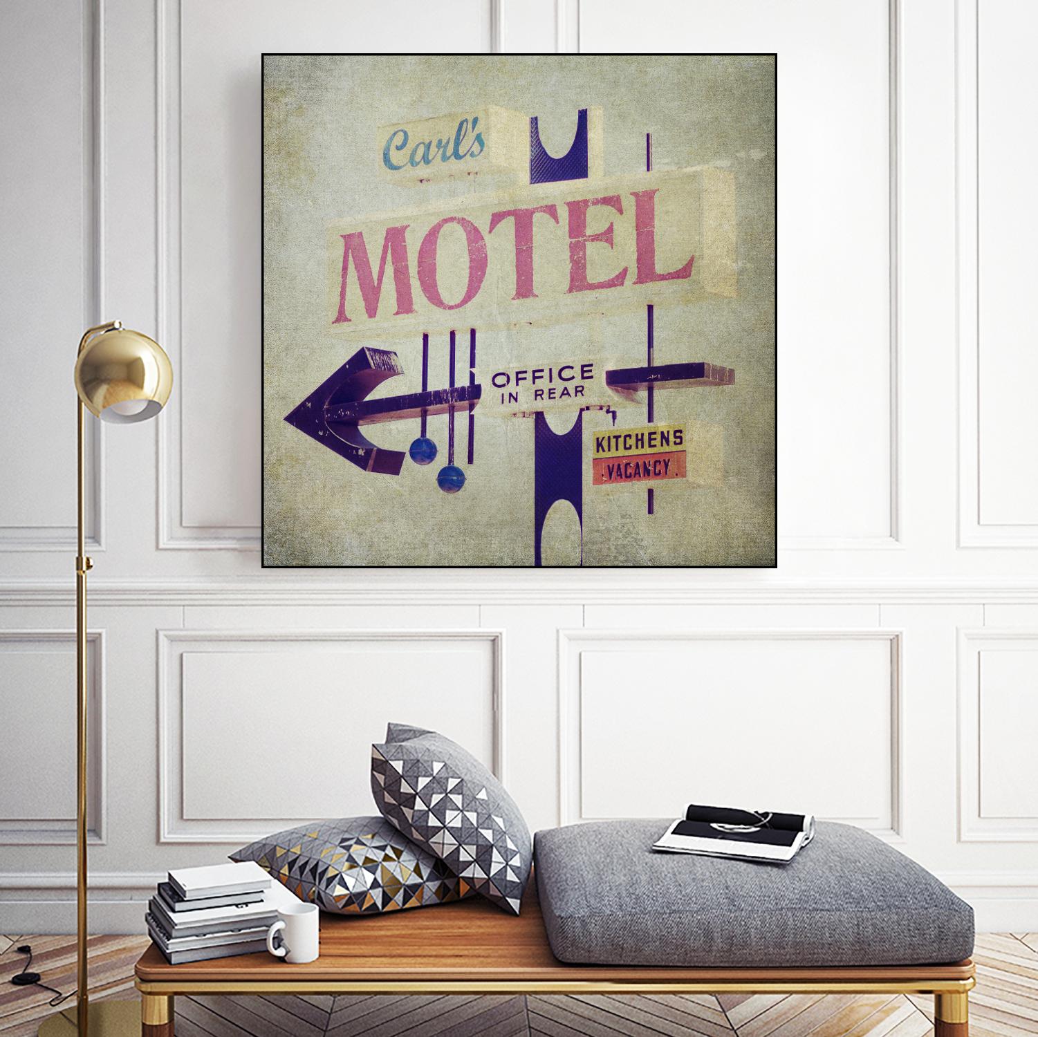 Carls Motel Sign by Honey Malek on GIANT ART - purple contemporary