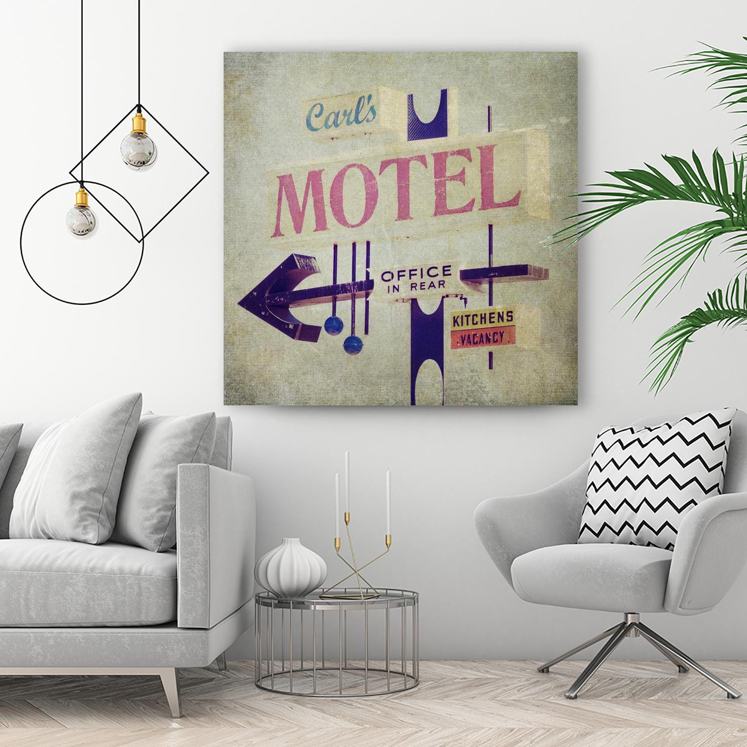 Carls Motel Sign by Honey Malek on GIANT ART - purple contemporary