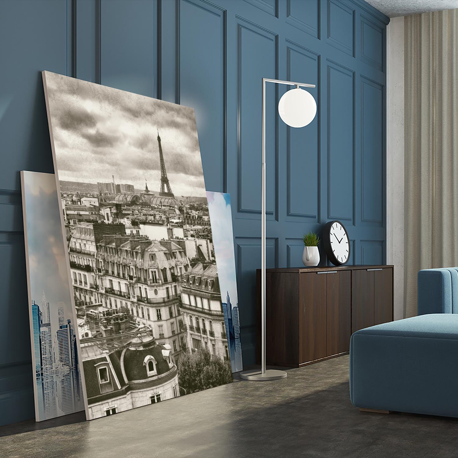 Rooftops and Eiffel by Jody Stuart on GIANT ART - white city scene