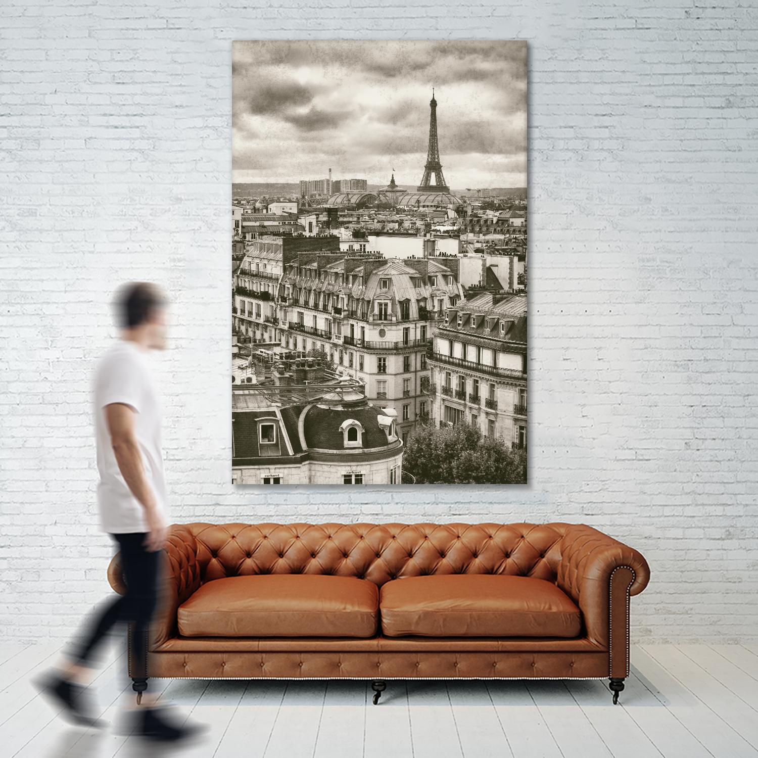 Rooftops and Eiffel by Jody Stuart on GIANT ART - white city scene