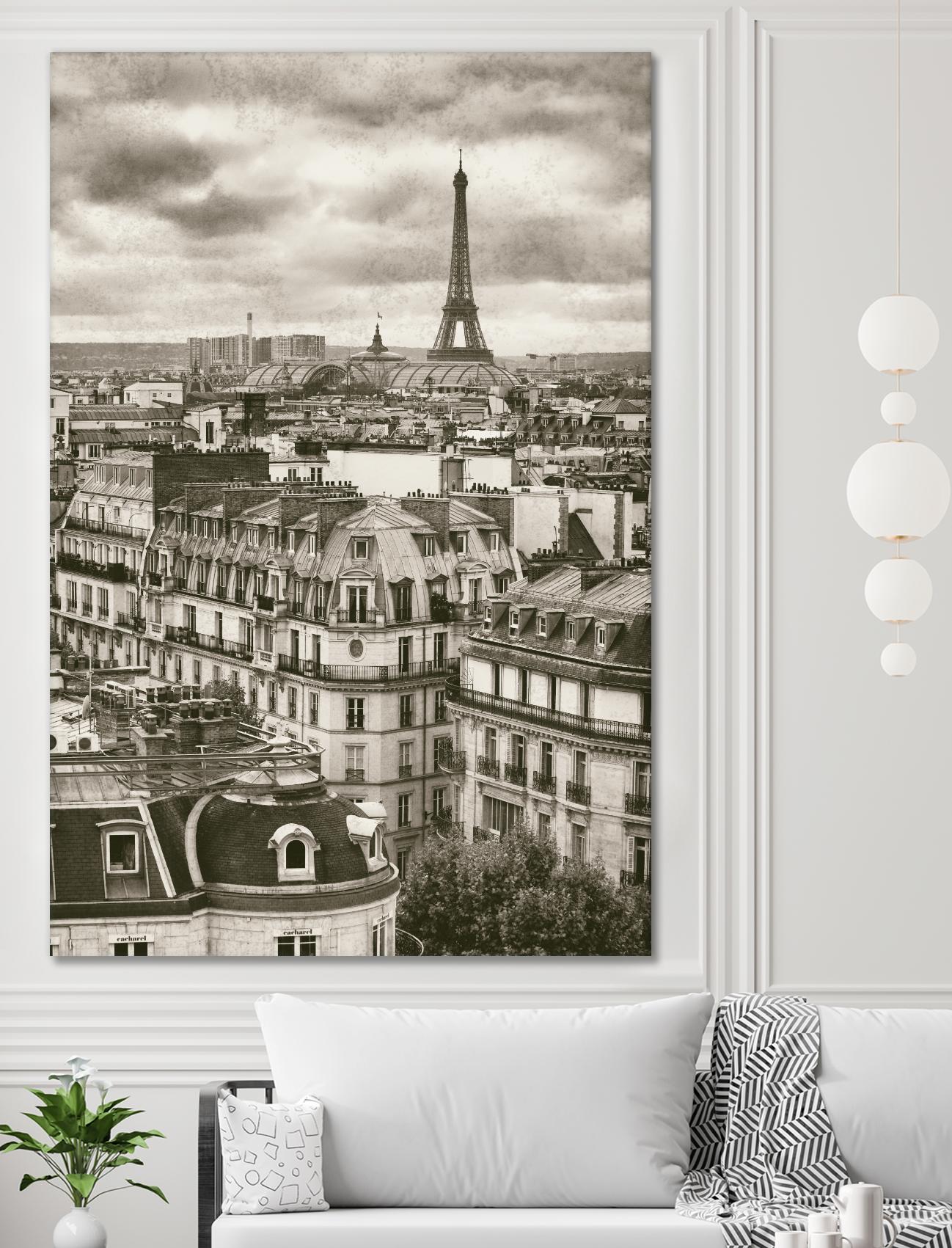 Rooftops and Eiffel by Jody Stuart on GIANT ART - white city scene