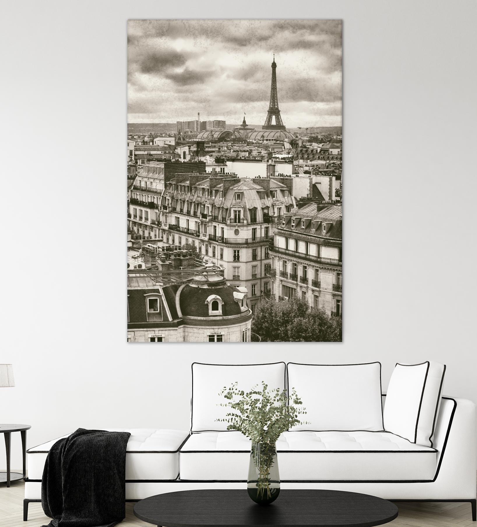 Rooftops and Eiffel by Jody Stuart on GIANT ART - white city scene