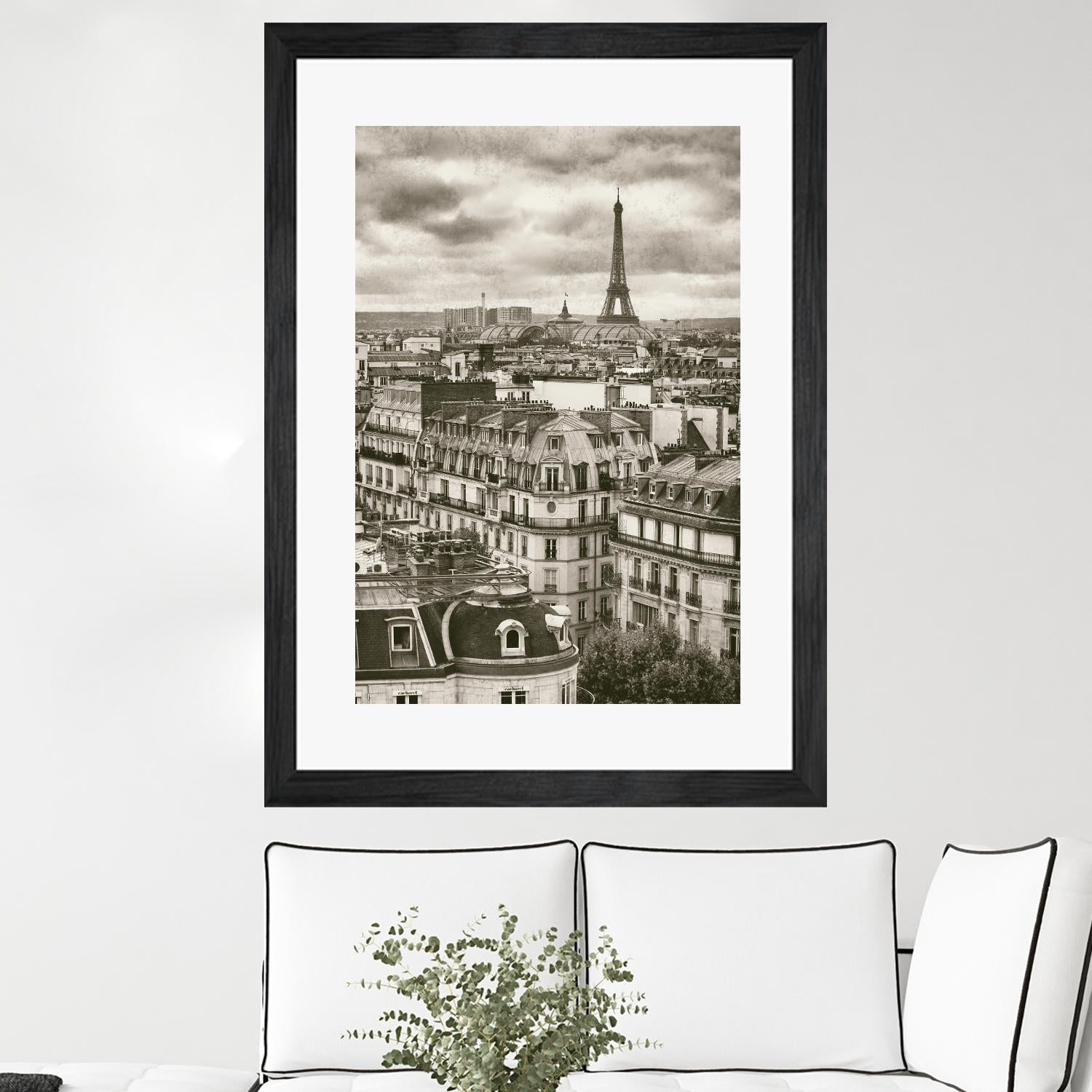 Rooftops and Eiffel by Jody Stuart on GIANT ART - white city scene