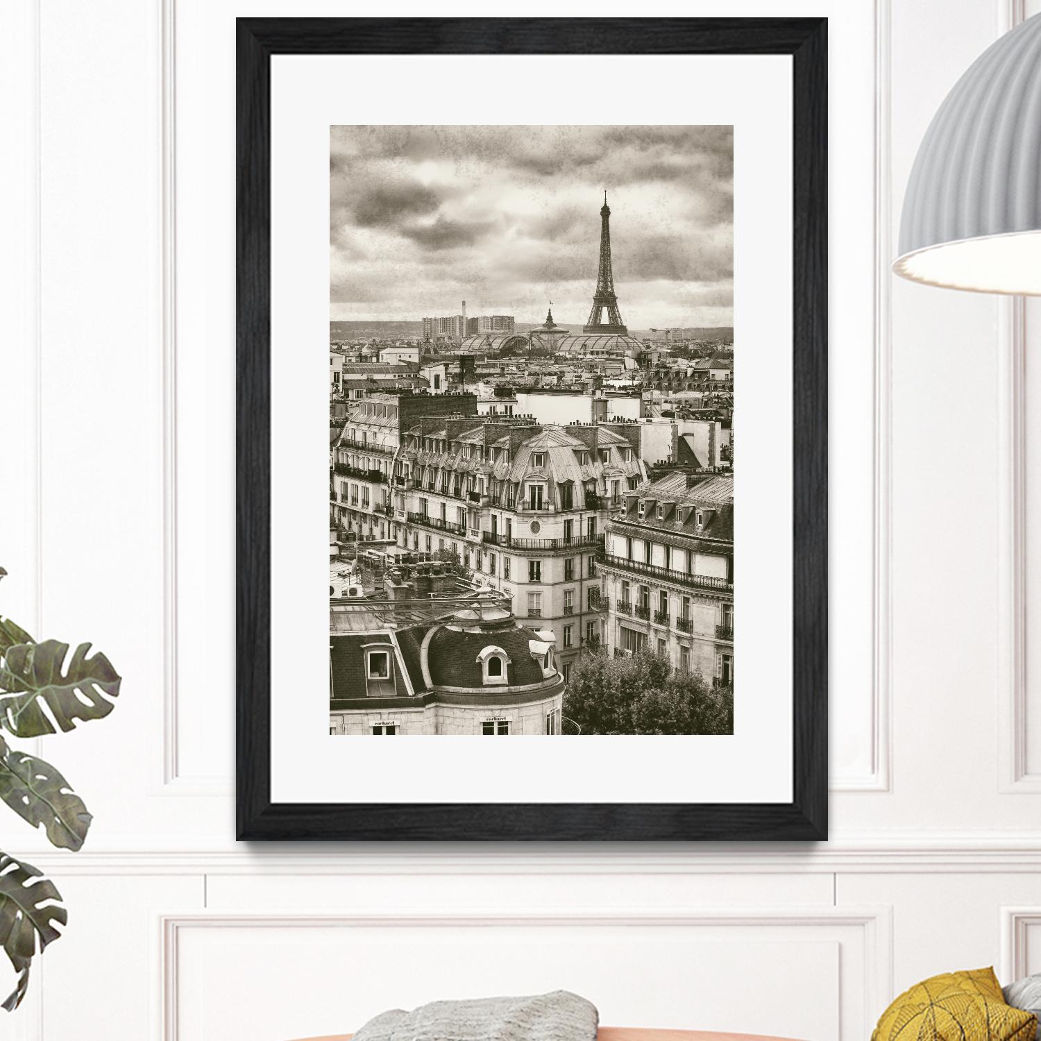 Rooftops and Eiffel by Jody Stuart on GIANT ART - white city scene