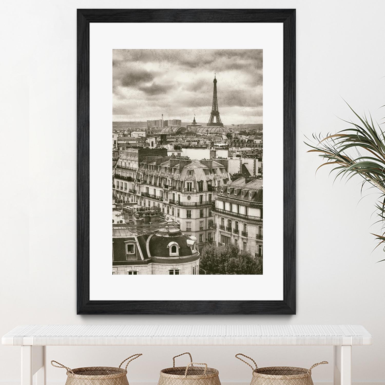 Rooftops and Eiffel by Jody Stuart on GIANT ART - white city scene