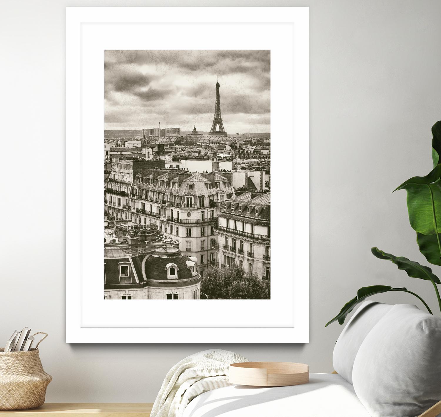 Rooftops and Eiffel by Jody Stuart on GIANT ART - white city scene