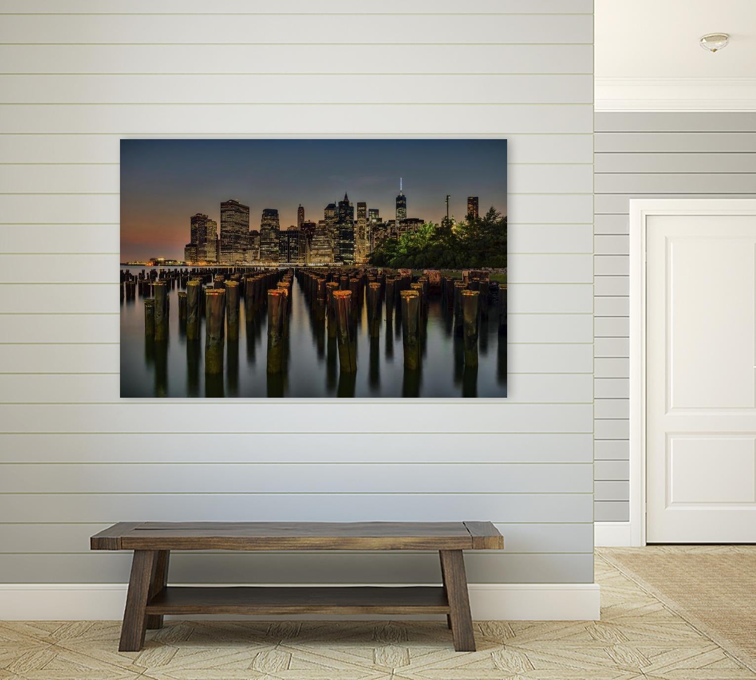 Lower Manhattan at Twilight by Franklin J. Kearney on GIANT ART - yellow city scene