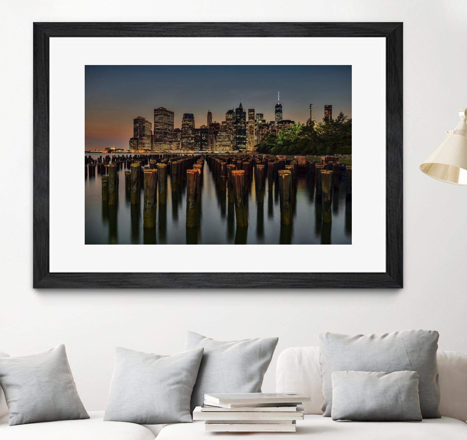 Lower Manhattan at Twilight by Franklin J. Kearney on GIANT ART - yellow city scene