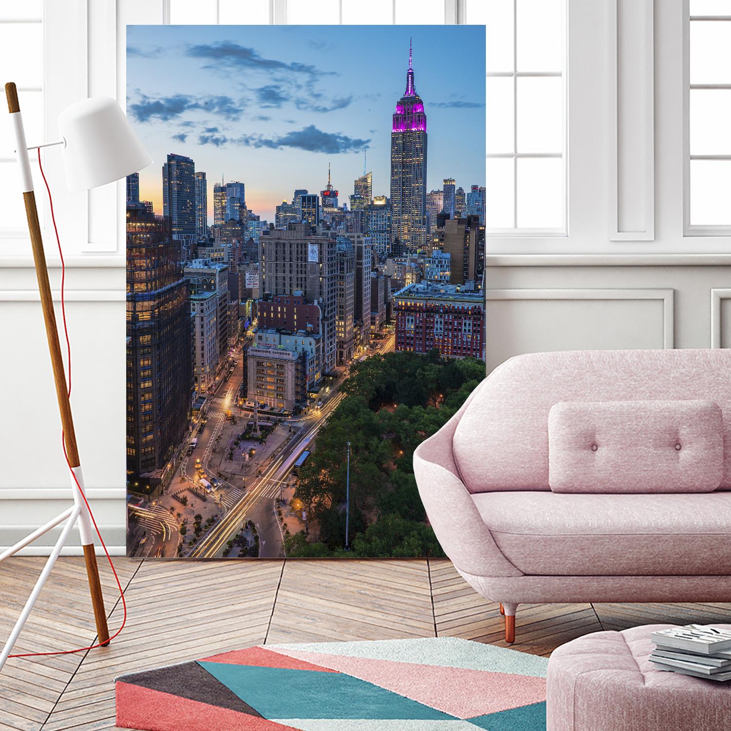 Manhattan Skyline at Twilight by Franklin J. Kearney on GIANT ART - yellow city scene