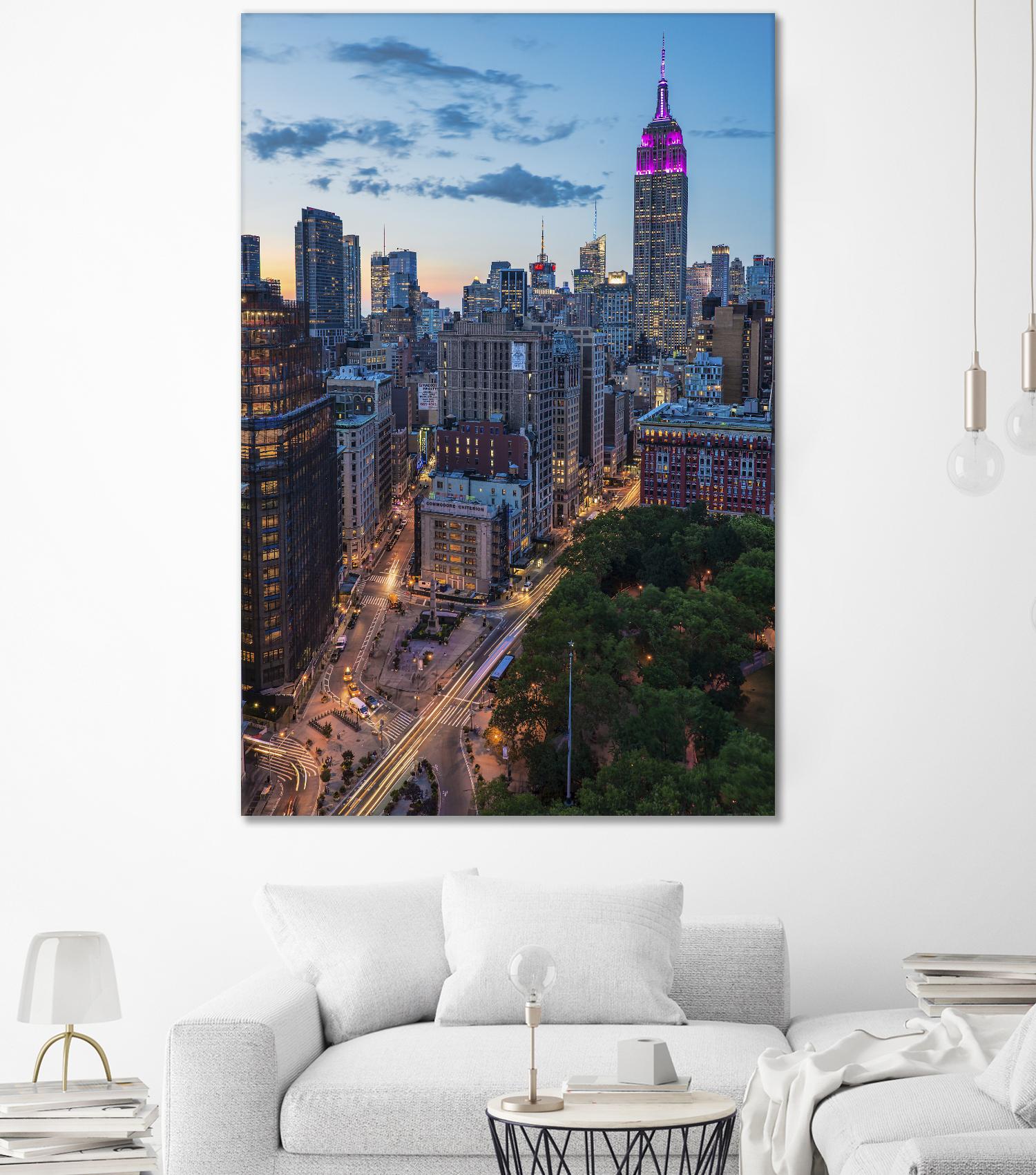Manhattan Skyline at Twilight by Franklin J. Kearney on GIANT ART - yellow city scene