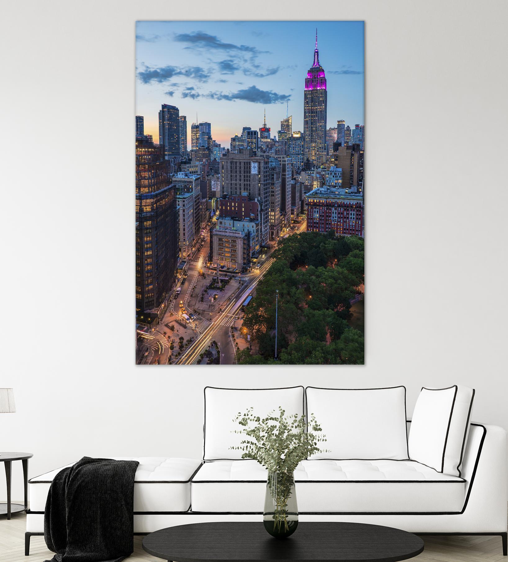Manhattan Skyline at Twilight by Franklin J. Kearney on GIANT ART - yellow city scene
