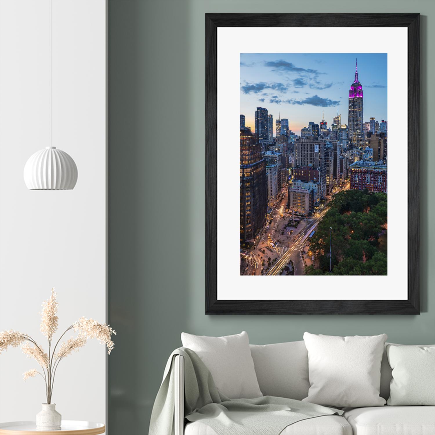 Manhattan Skyline at Twilight by Franklin J. Kearney on GIANT ART - yellow city scene