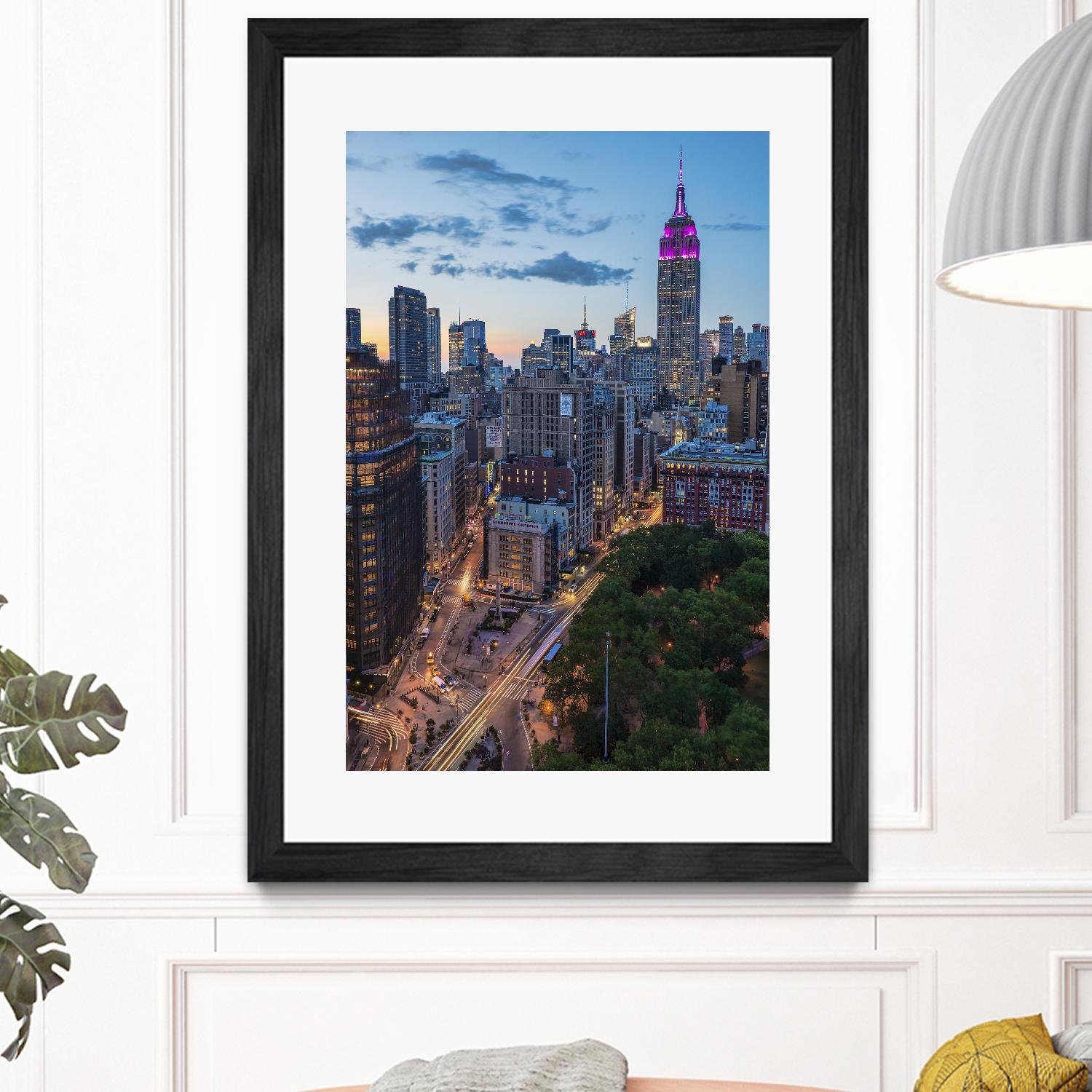Manhattan Skyline at Twilight by Franklin J. Kearney on GIANT ART - yellow city scene
