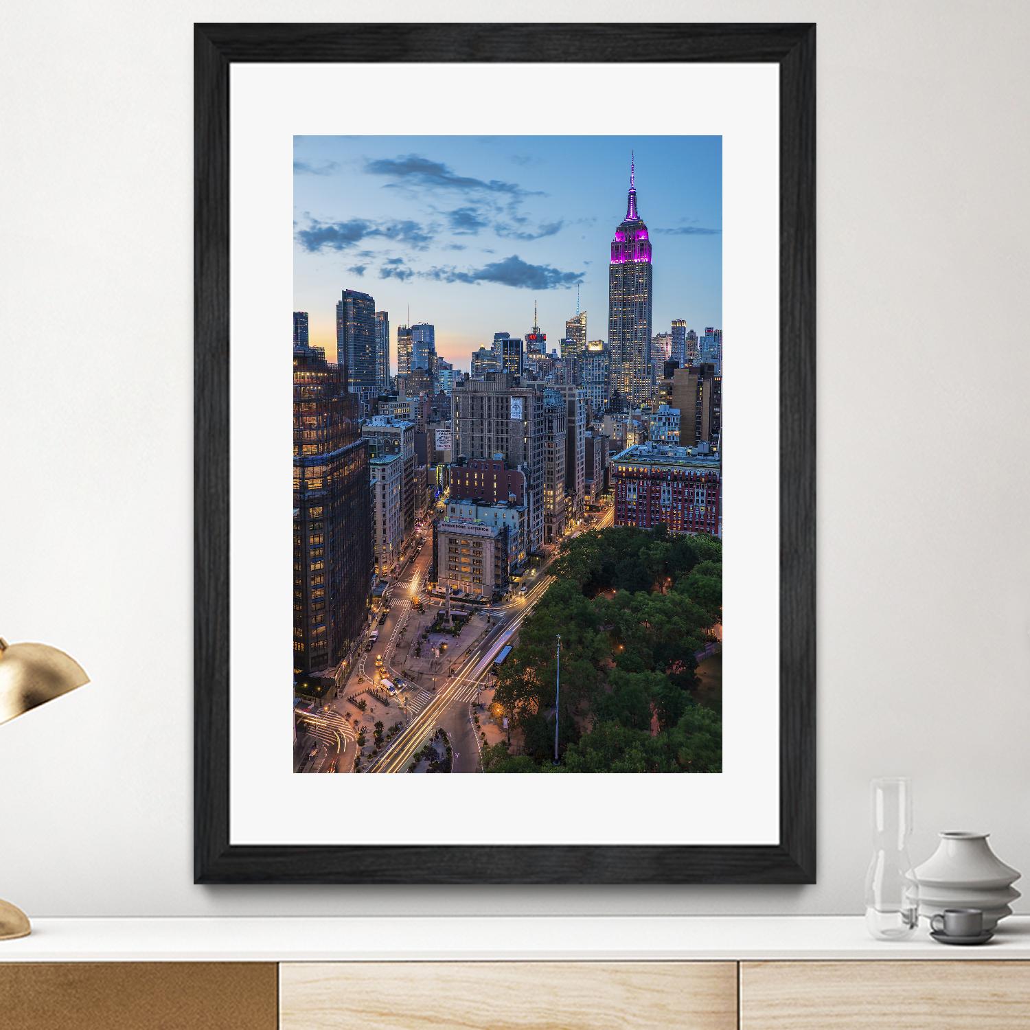 Manhattan Skyline at Twilight by Franklin J. Kearney on GIANT ART - yellow city scene