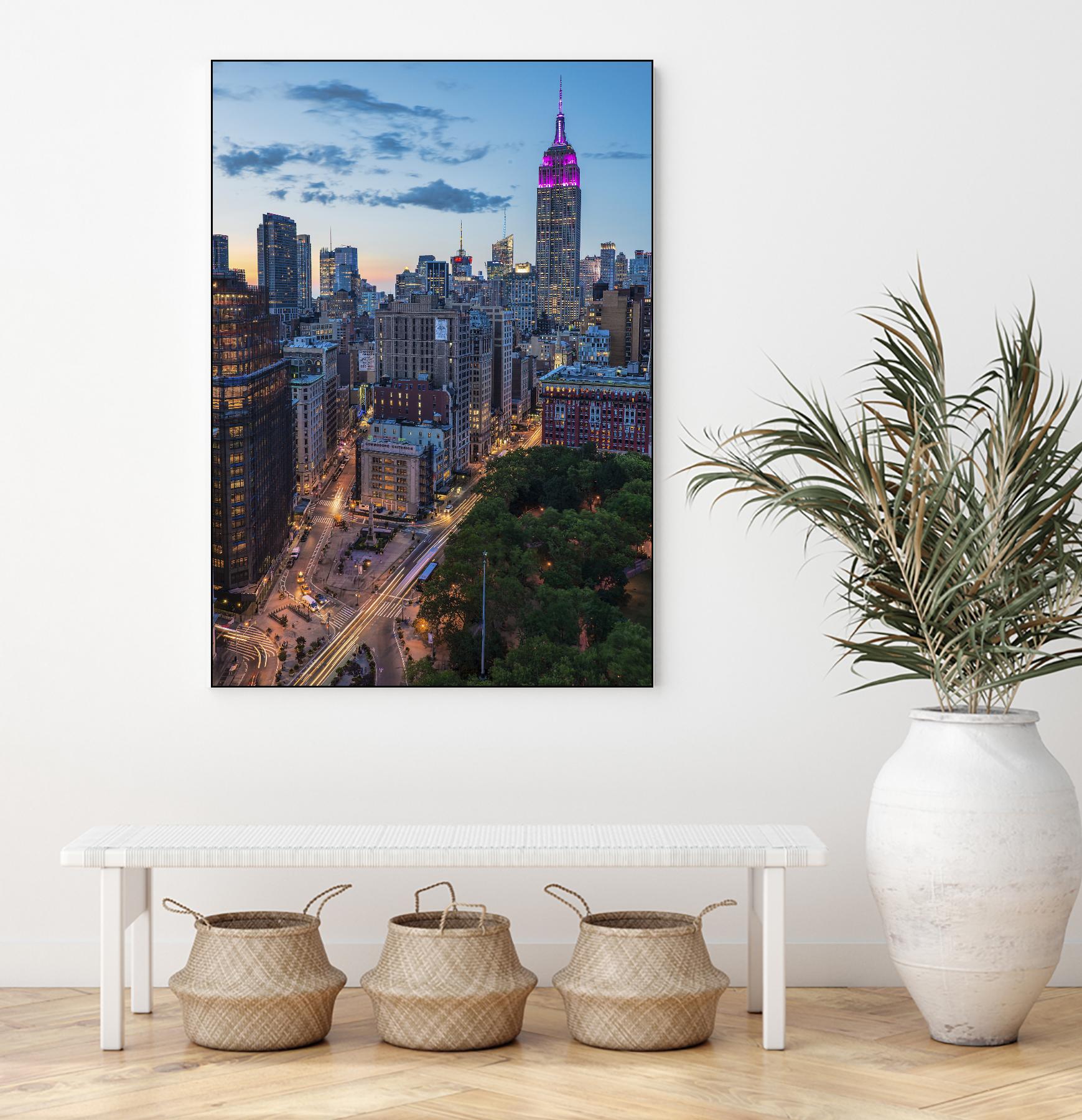 Manhattan Skyline at Twilight by Franklin J. Kearney on GIANT ART - yellow city scene