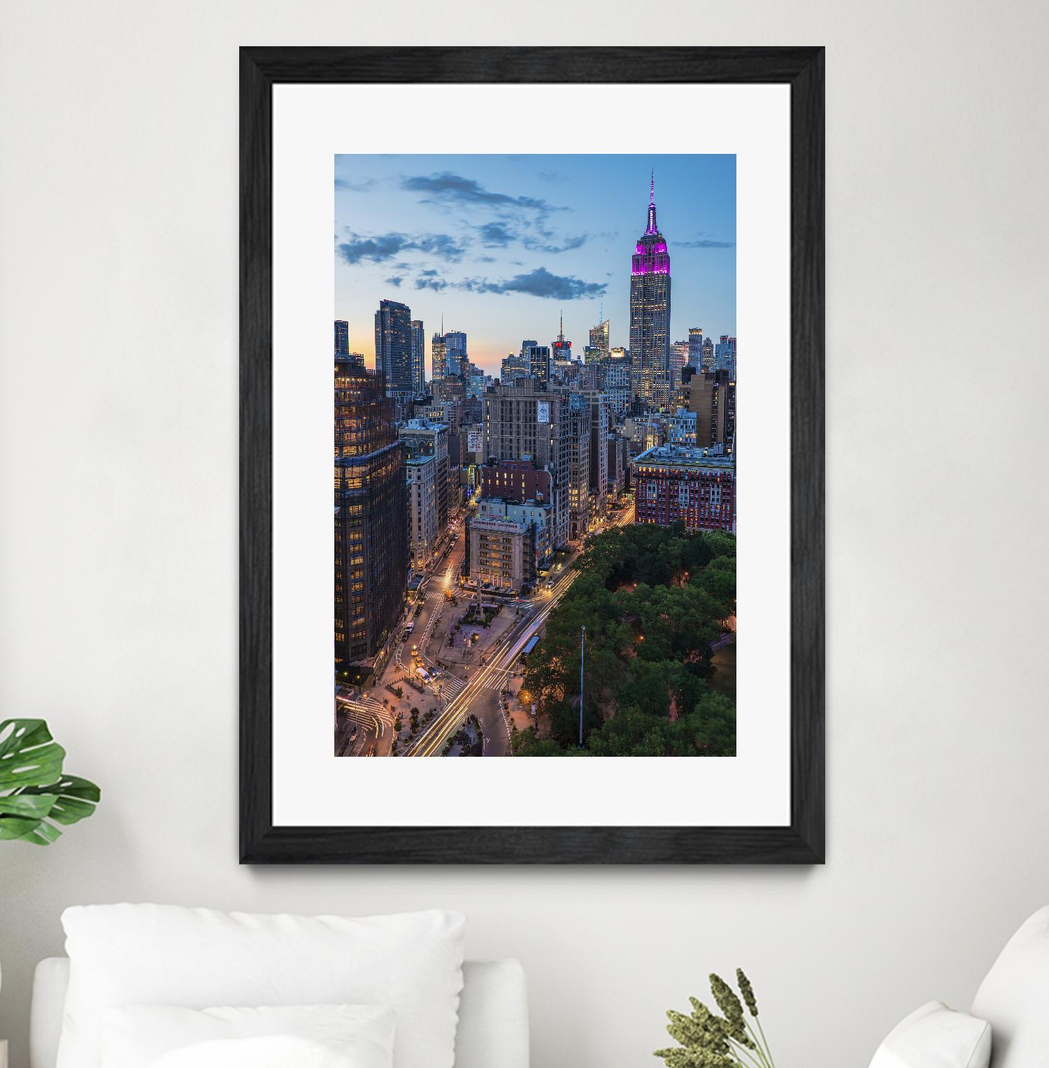 Manhattan Skyline at Twilight by Franklin J. Kearney on GIANT ART - yellow city scene