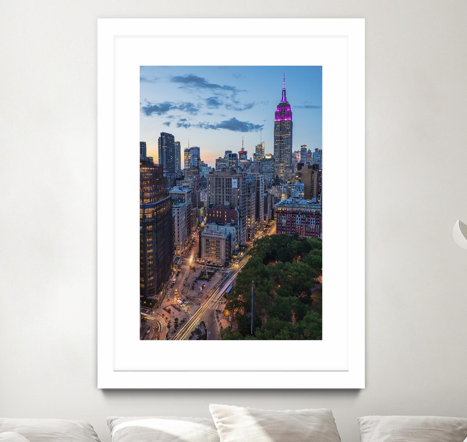 Manhattan Skyline at Twilight by Franklin J. Kearney on GIANT ART - yellow city scene
