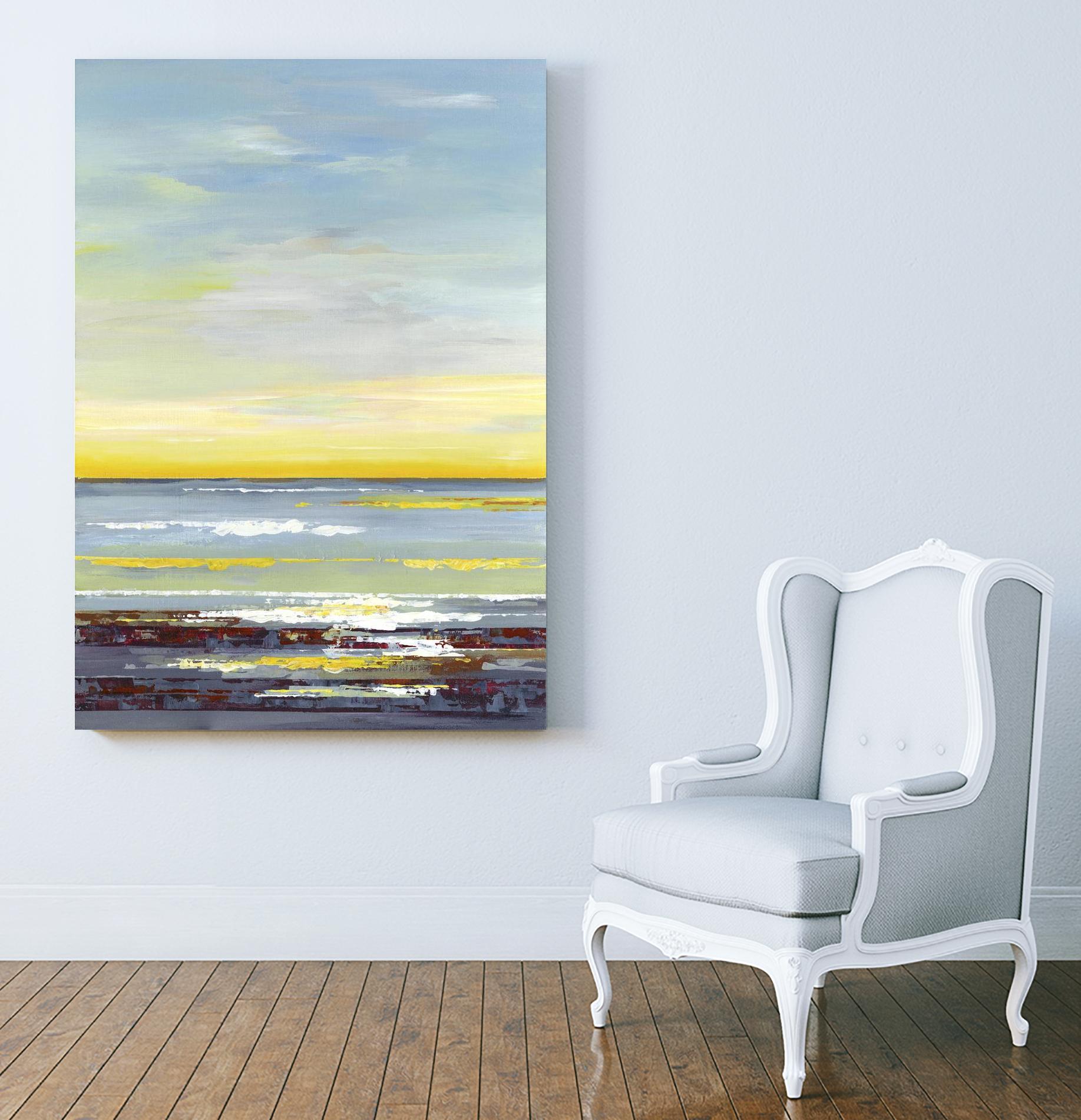 Gold Horizon by Valeria Mravyan on GIANT ART - blue abstract