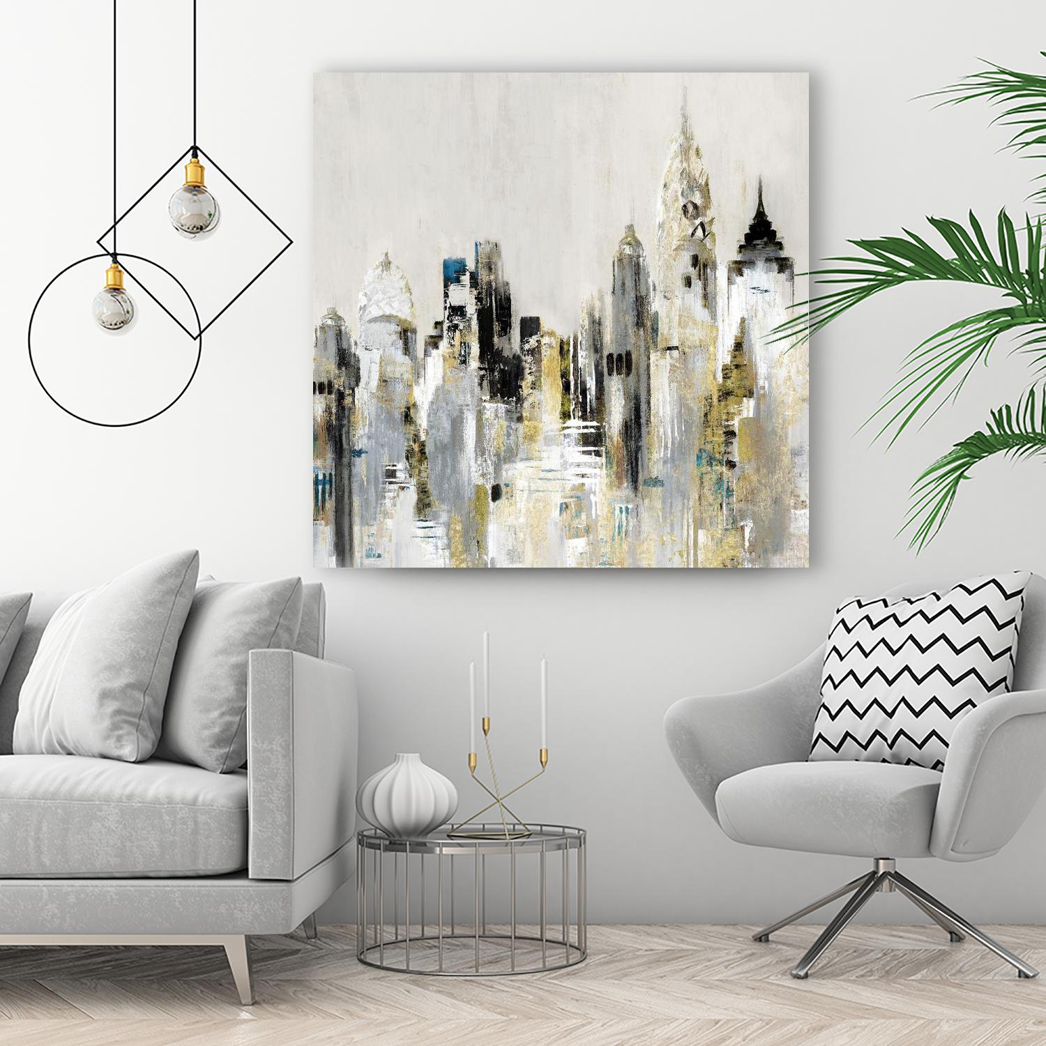 Golden Cityscape by Valeria Mravyan on GIANT ART - gold city scene
