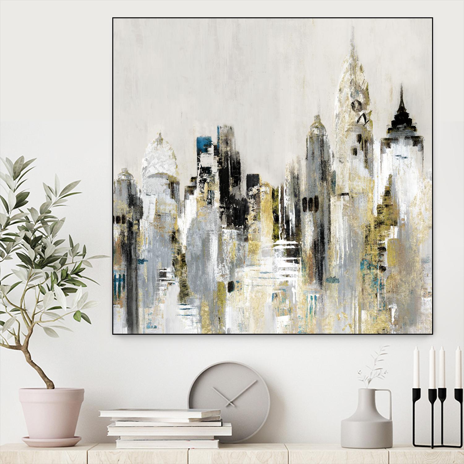 Golden Cityscape by Valeria Mravyan on GIANT ART - gold city scene