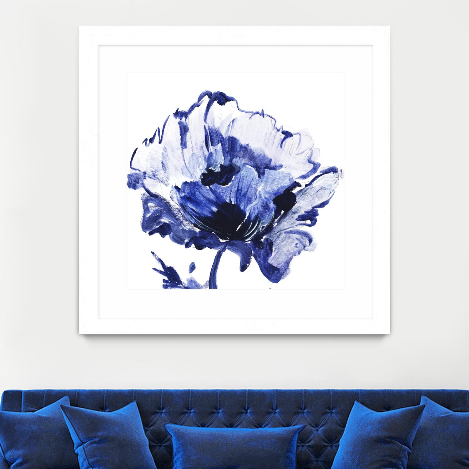 Indigo Flower I by Valeria Mravyan on GIANT ART - white floral