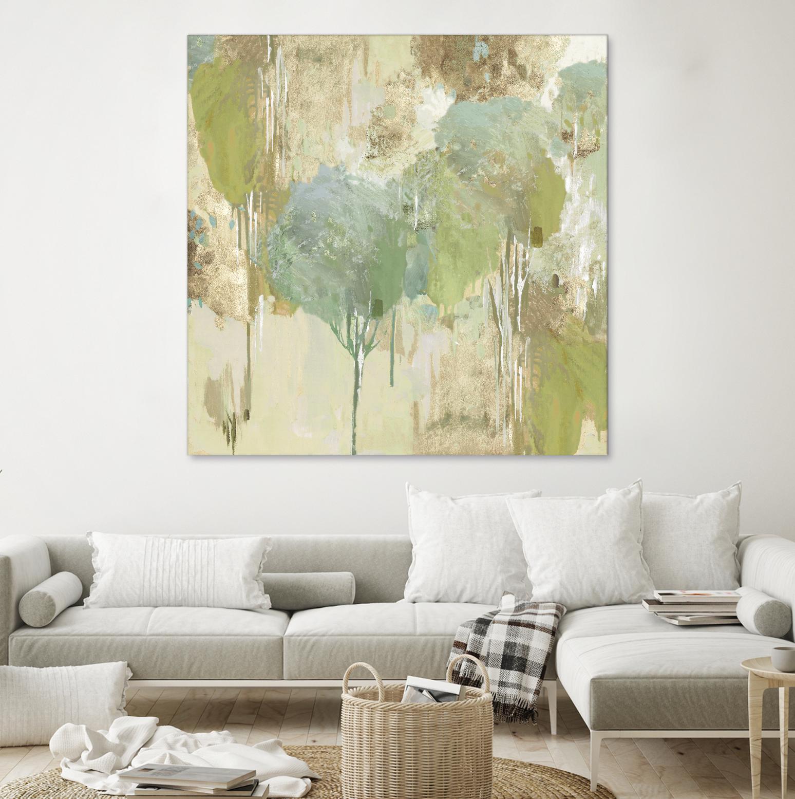 Teal Forest I by Valeria Mravyan on GIANT ART - beige abstract