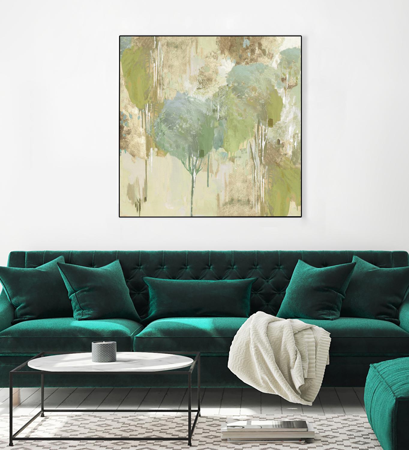 Teal Forest I by Valeria Mravyan on GIANT ART - beige abstract