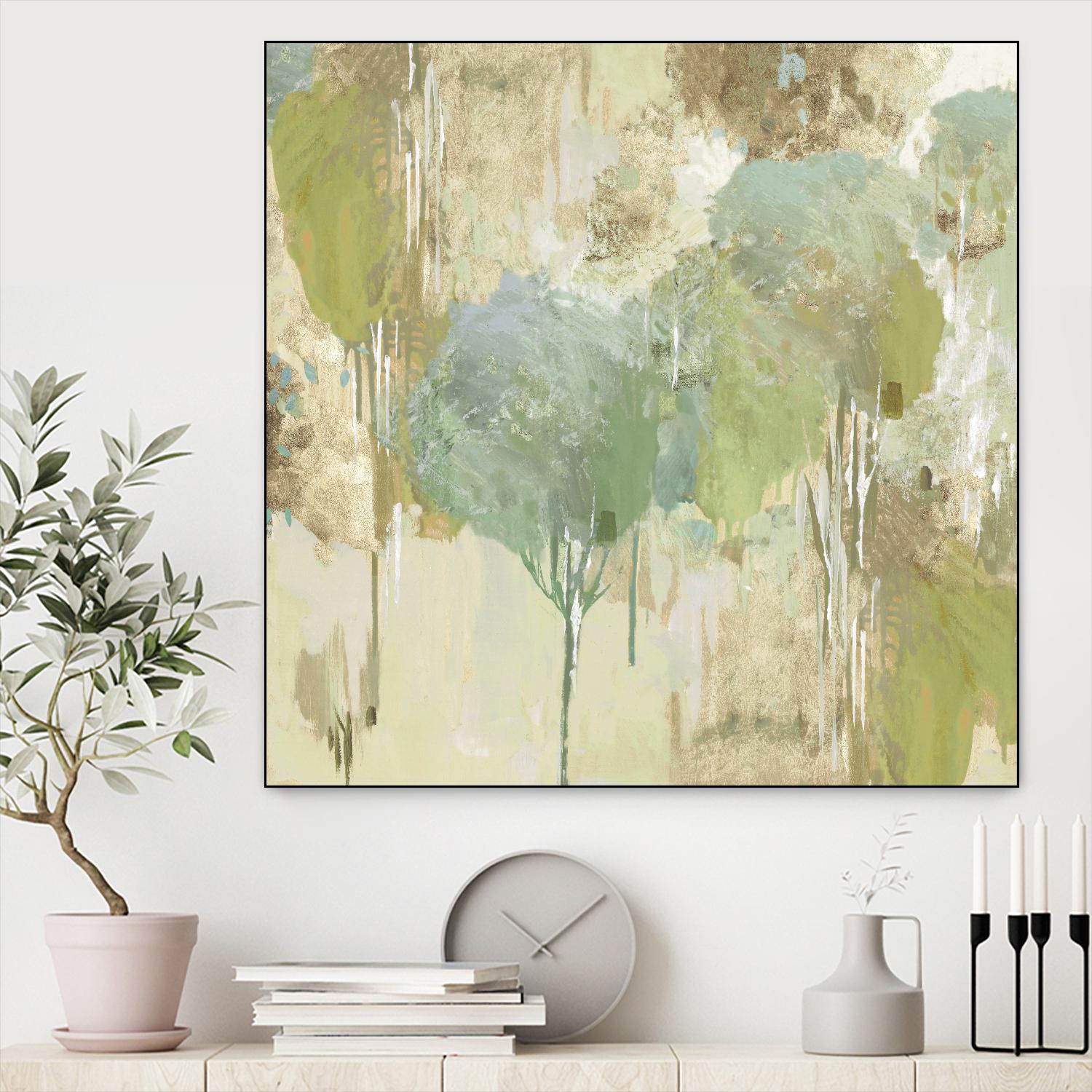 Teal Forest I by Valeria Mravyan on GIANT ART - beige abstract