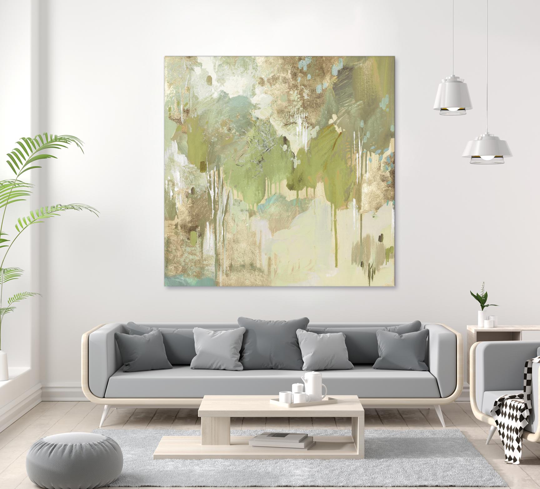 Teal Forest II by Valeria Mravyan on GIANT ART - beige abstract