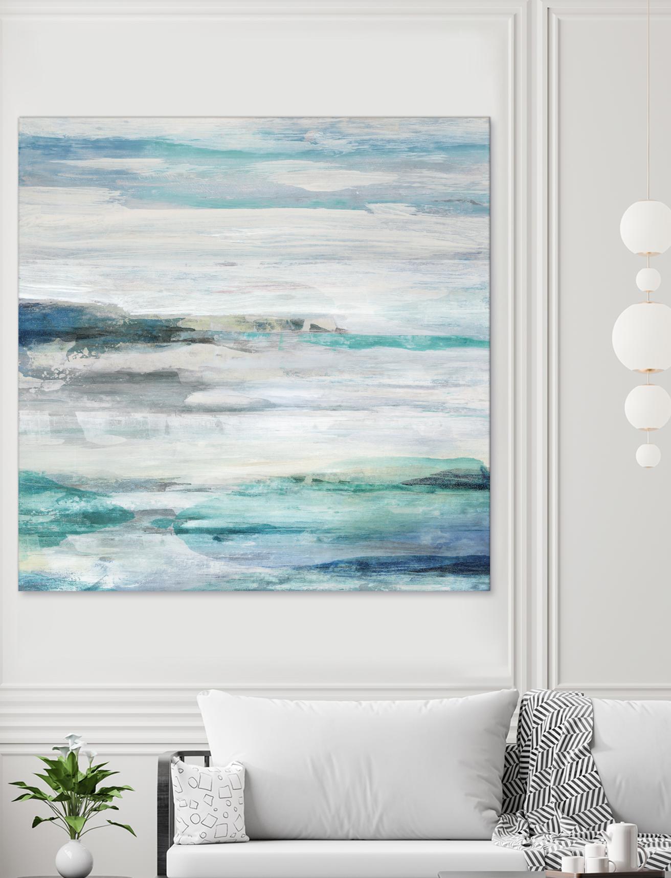 Sea Foam II by Maya Woods on GIANT ART - cyan abstract