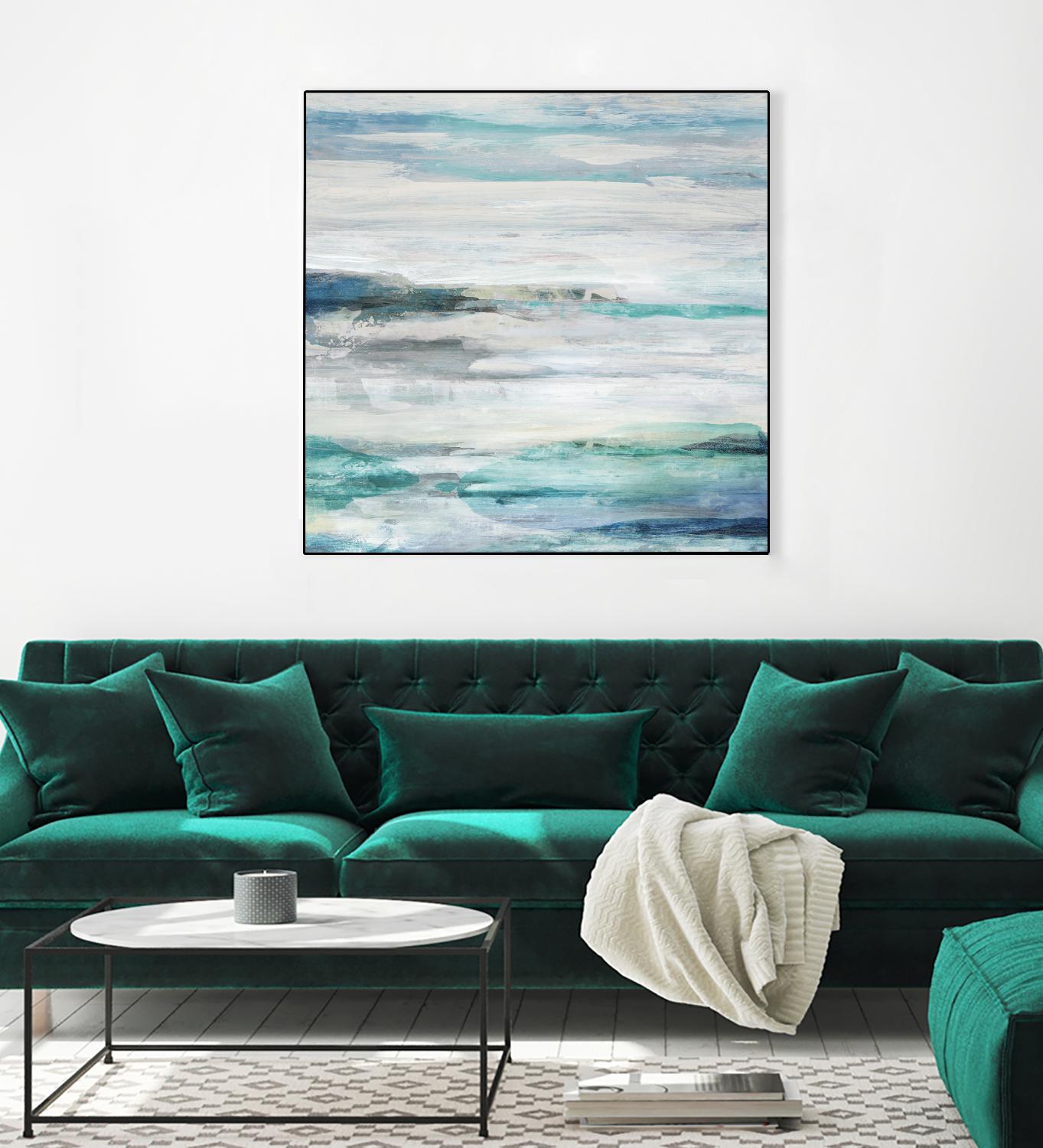 Sea Foam II by Maya Woods on GIANT ART - cyan abstract