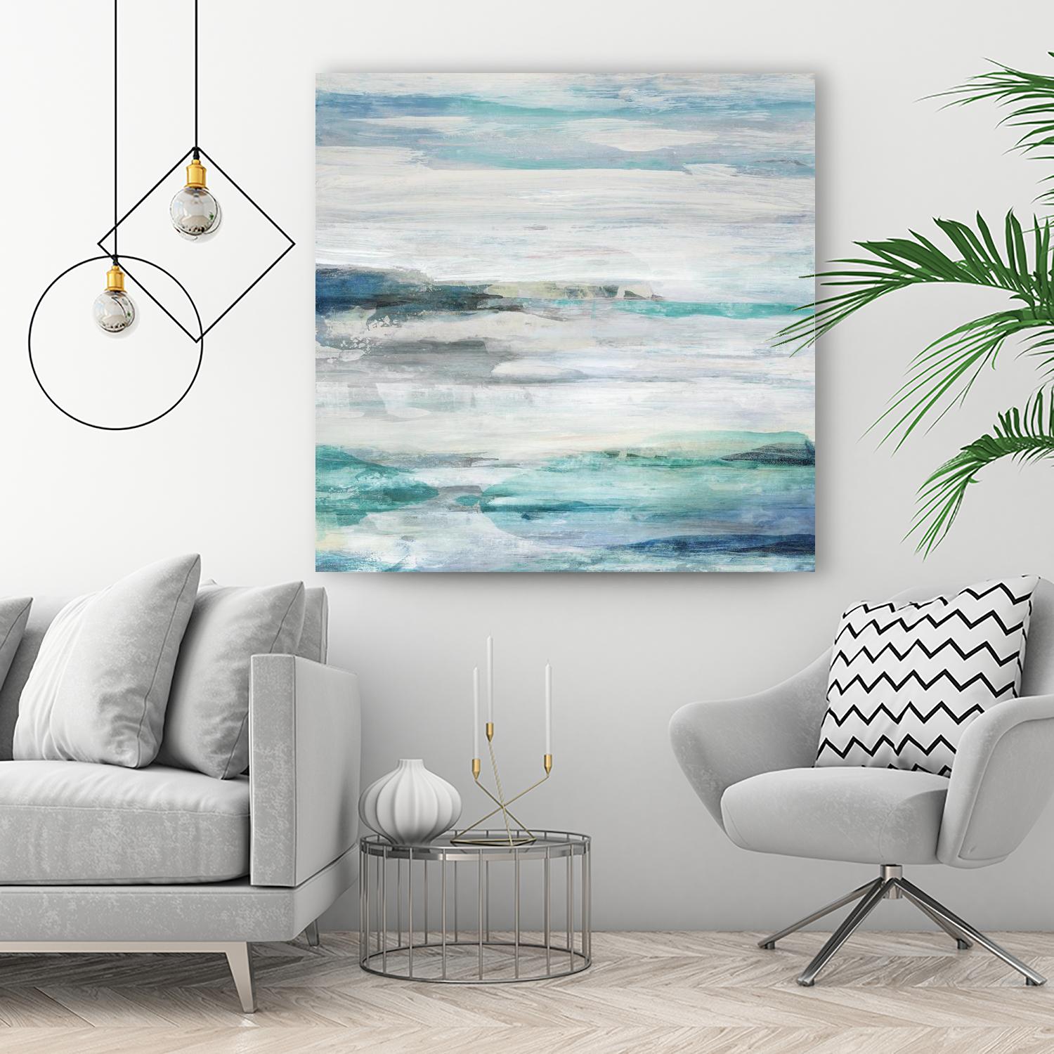 Sea Foam II by Maya Woods on GIANT ART - cyan abstract