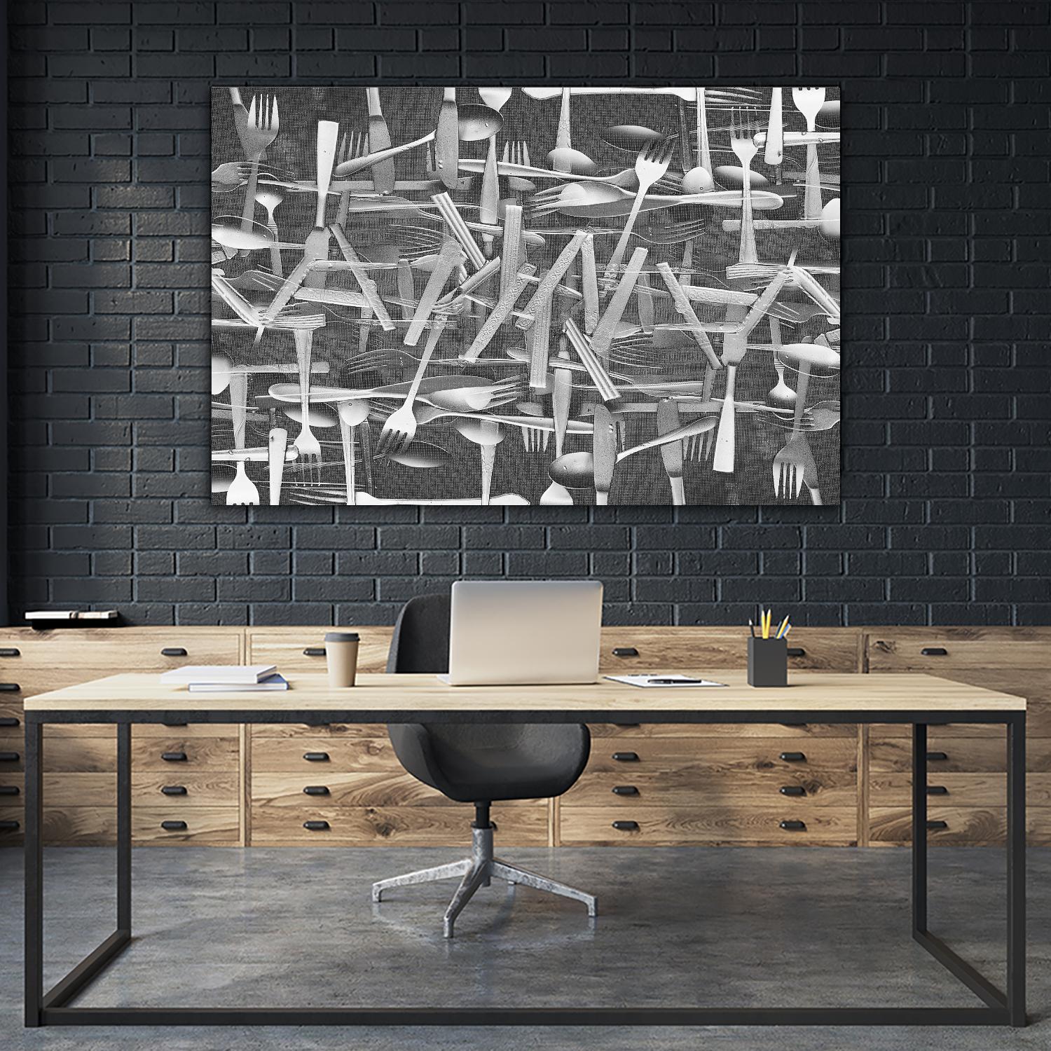 DINNER I by Norm Stelfox on GIANT ART - grey kitchen