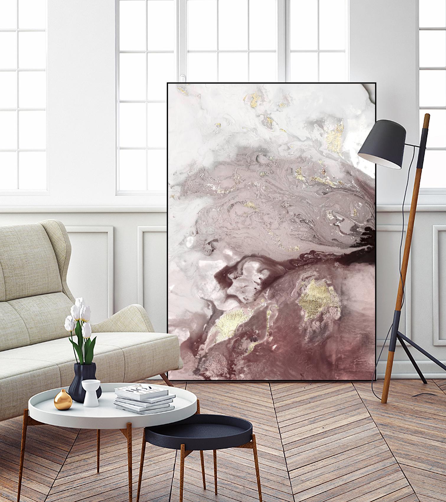 Ocean Splash I Burgundy Version by PI Studio on GIANT ART - white abstract