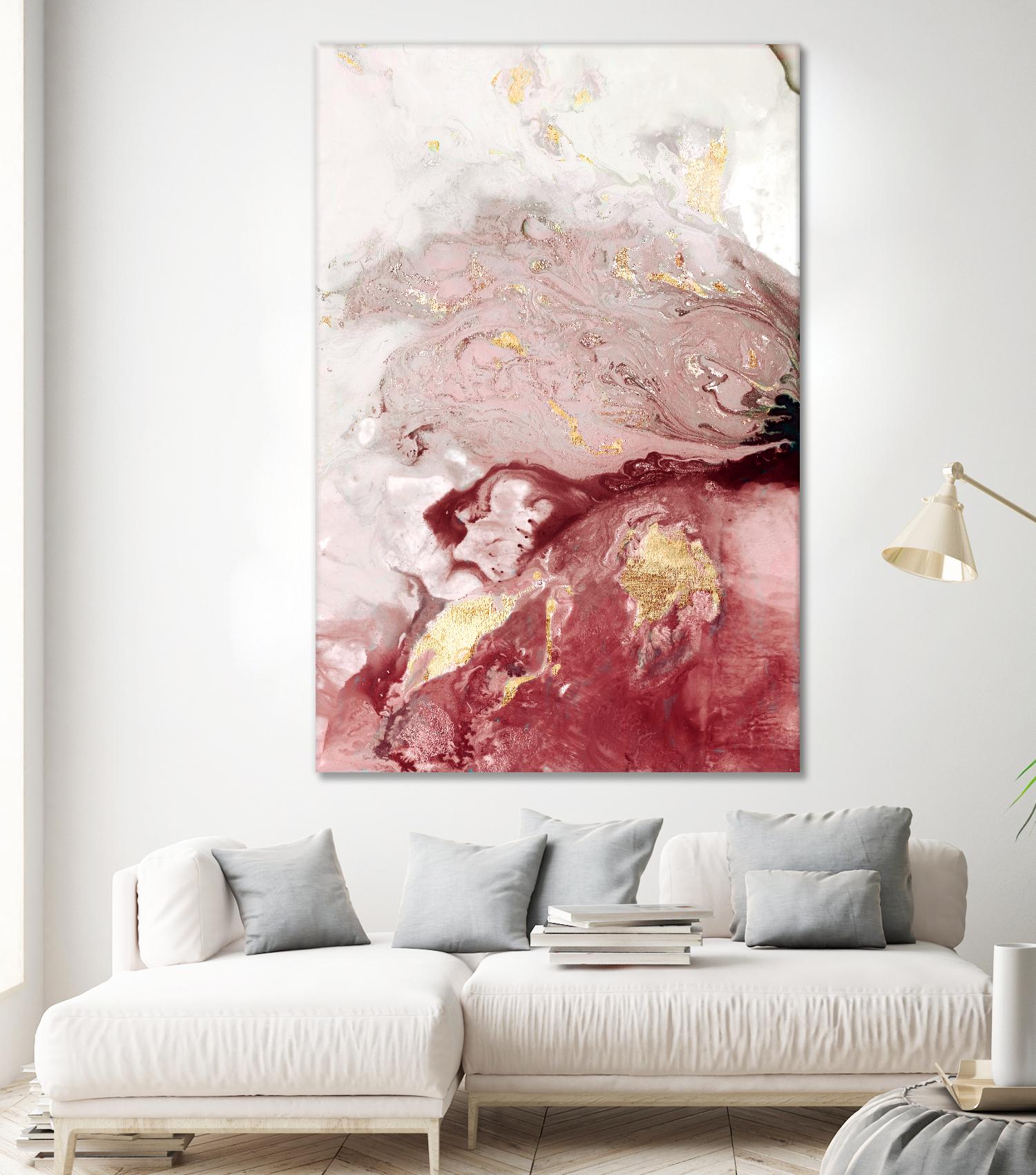 Ocean Splash I Crimson Version by PI Studio on GIANT ART - white abstract