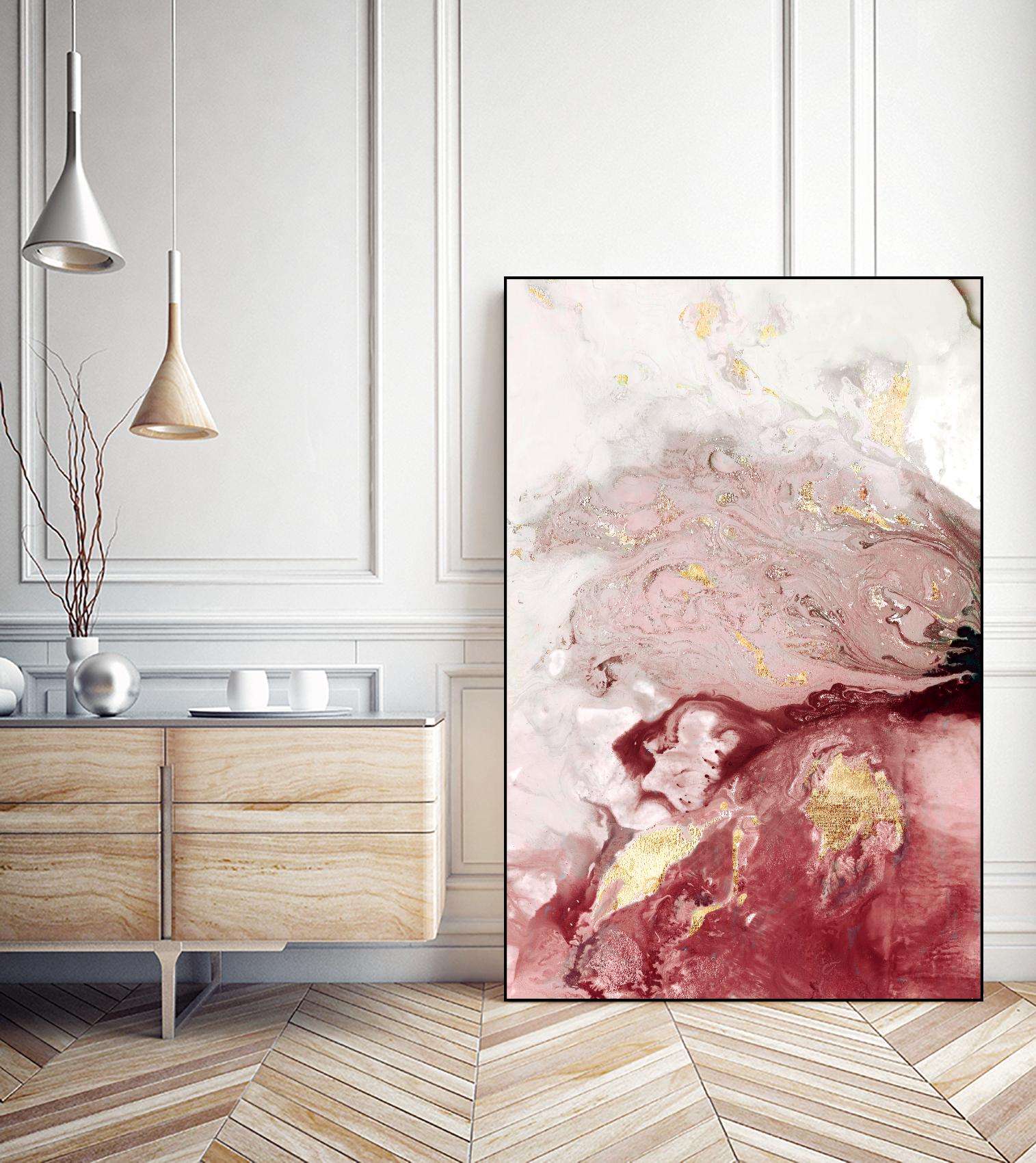 Ocean Splash I Crimson Version by PI Studio on GIANT ART - white abstract