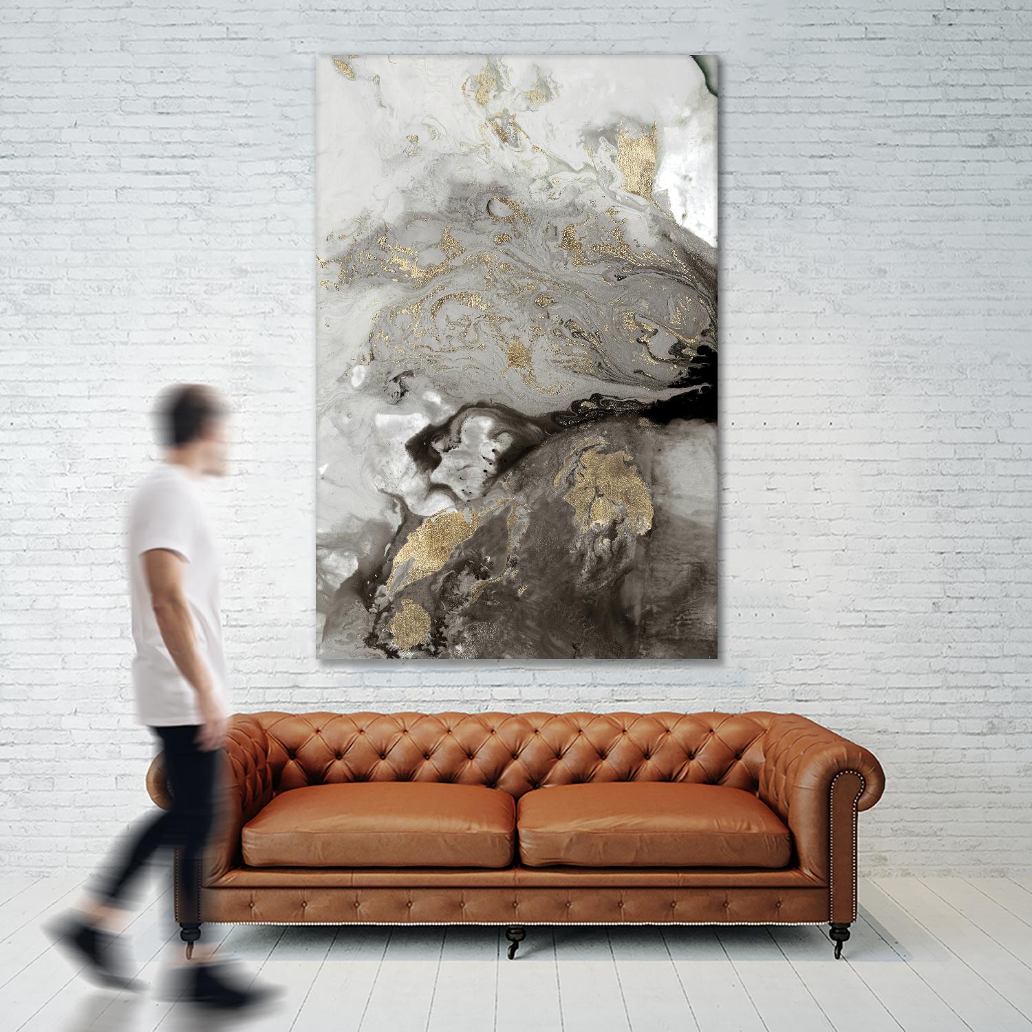 Ocean Splash I Grey Version by PI Studio on GIANT ART - black abstract