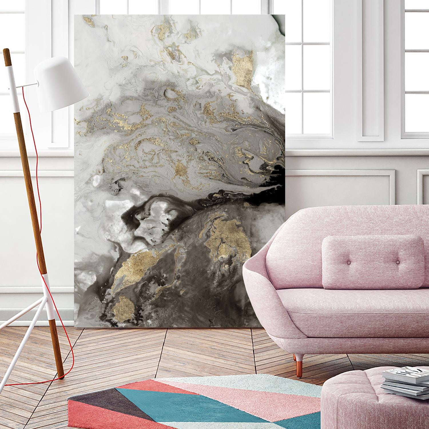 Ocean Splash I Grey Version by PI Studio on GIANT ART - black abstract