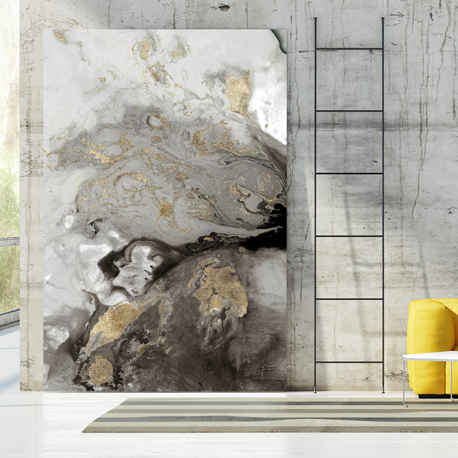 Ocean Splash I Grey Version by PI Studio on GIANT ART - black abstract