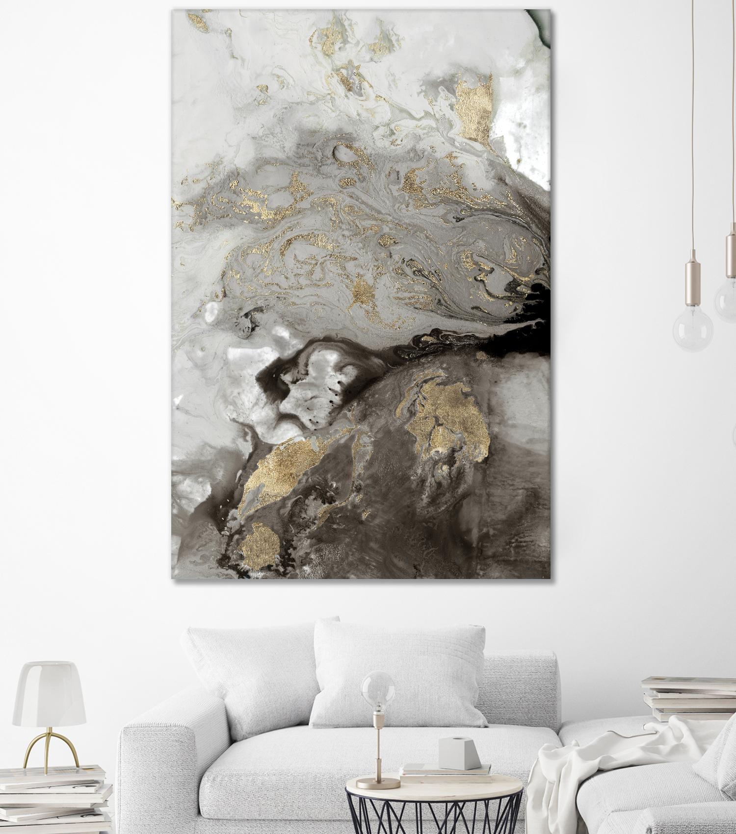 Ocean Splash I Grey Version by PI Studio on GIANT ART - black abstract