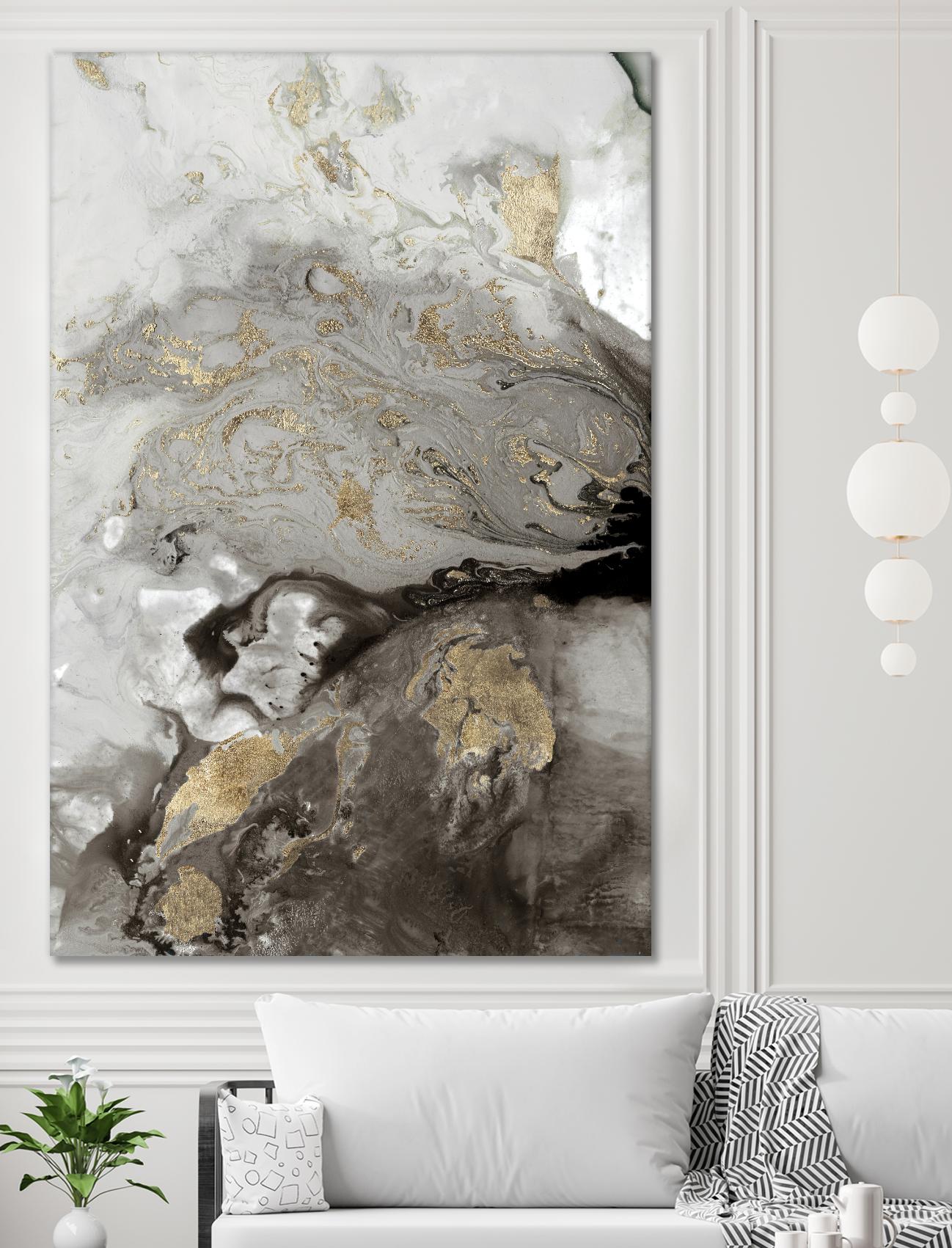 Ocean Splash I Grey Version by PI Studio on GIANT ART - black abstract