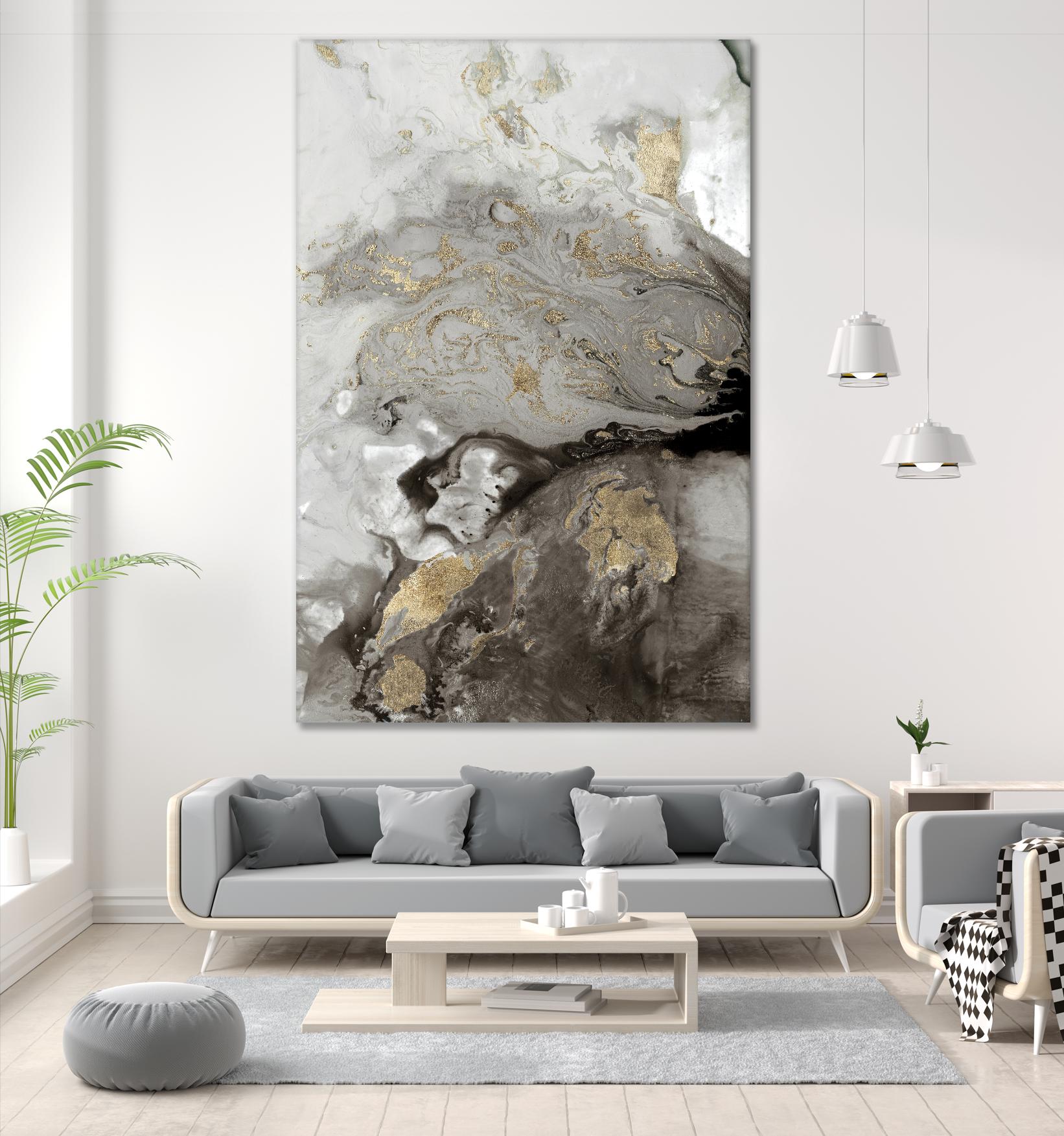 Ocean Splash I Grey Version by PI Studio on GIANT ART - black abstract